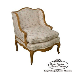 French Louis XV Custom Upholstered Carved Frame Wide Seat Bergere Lounge Chair