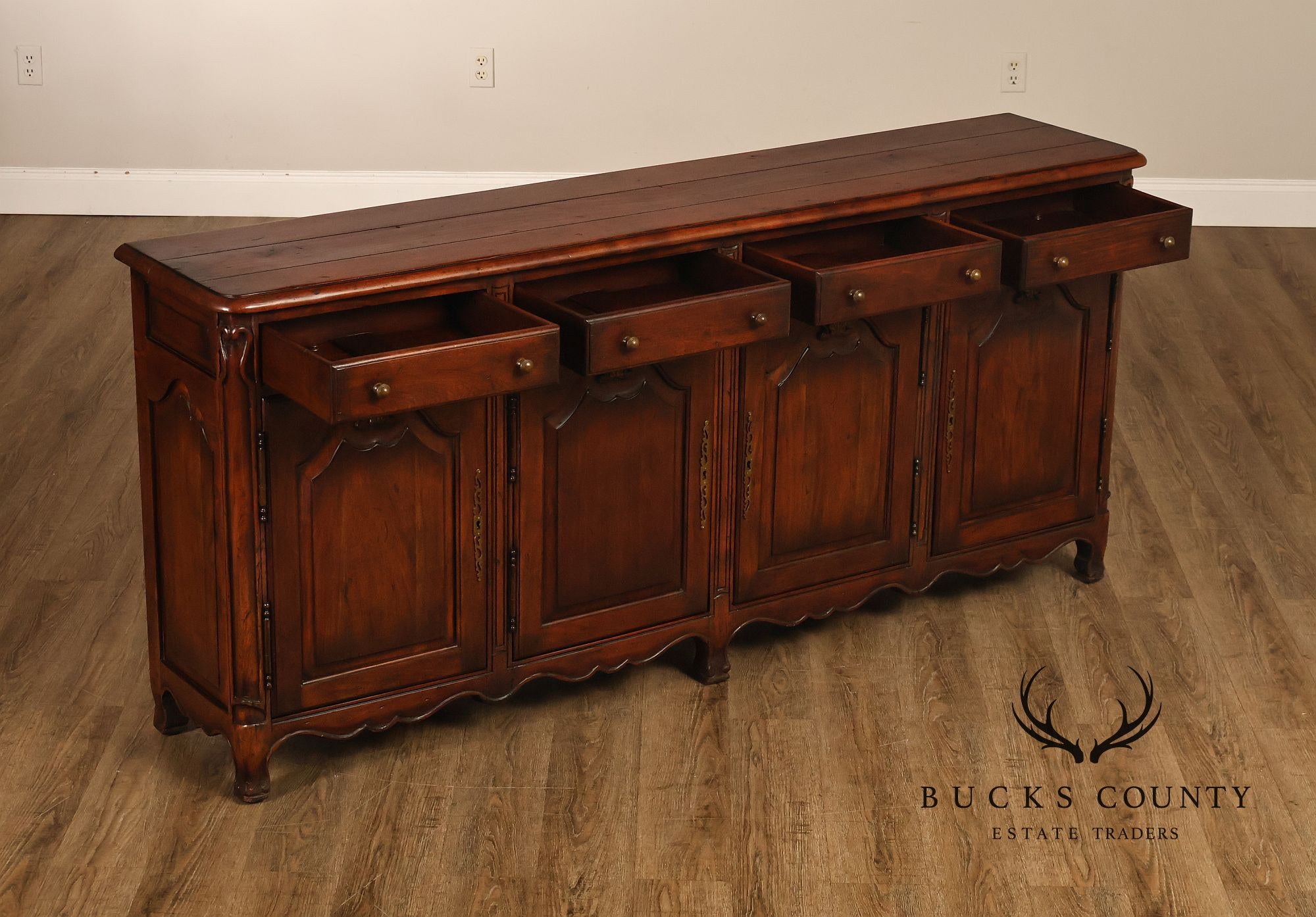 Morgan Hill French Country Style Carved Wood Buffet Sideboard Server