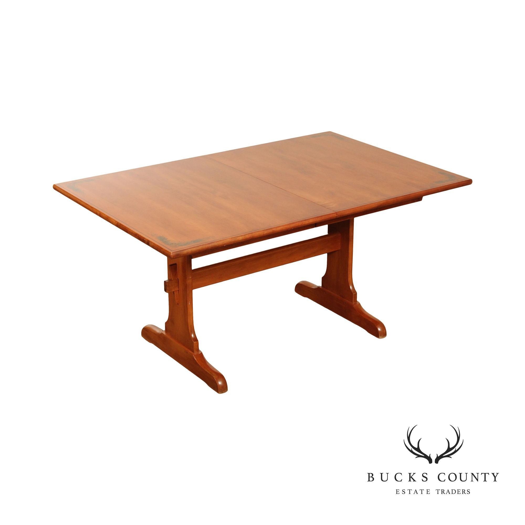 L. Hitchcock Stenciled Maple Expandable Trestle Dining Table