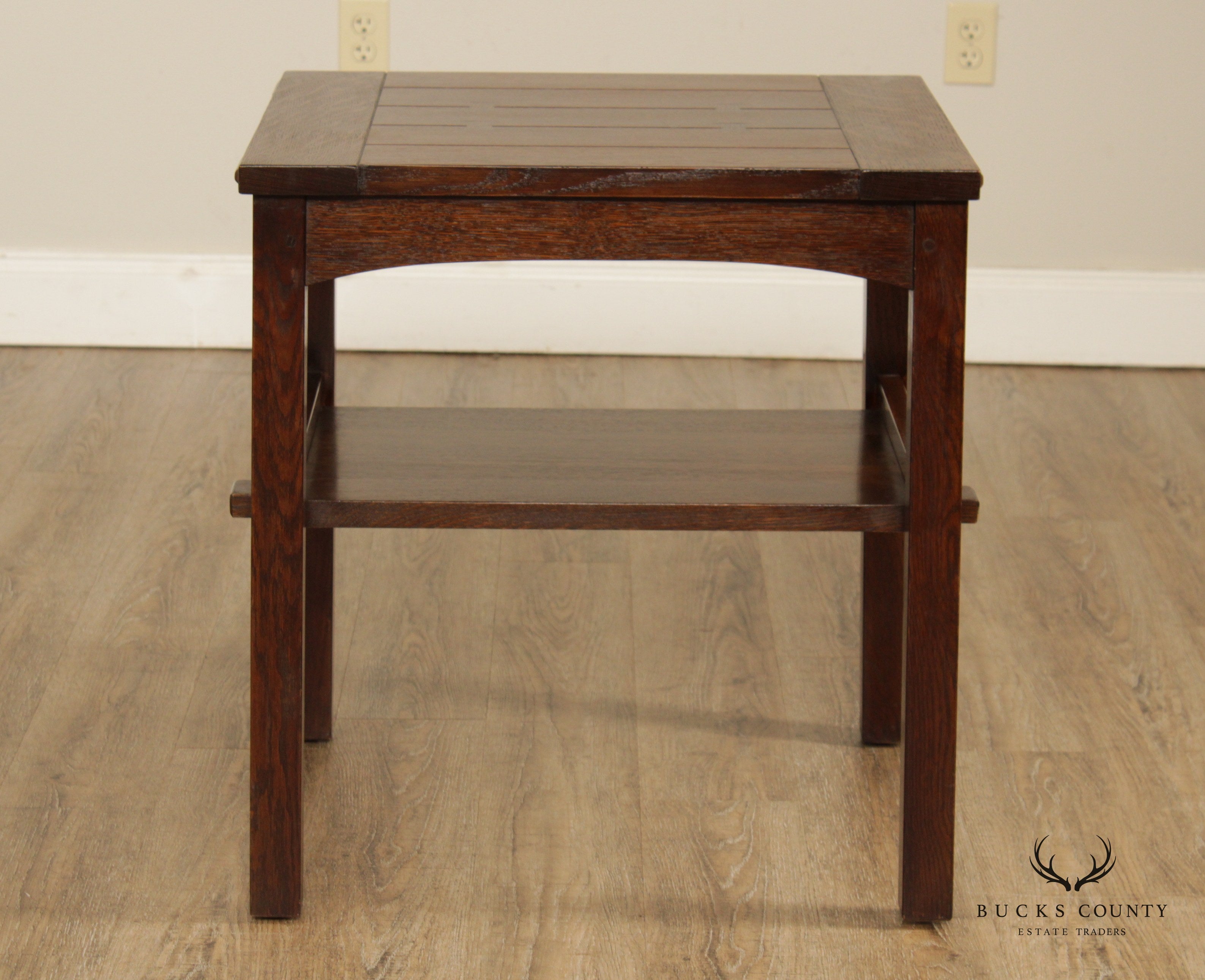 Stickley Mission Collection Oak Butterfly Top Pair End Tables