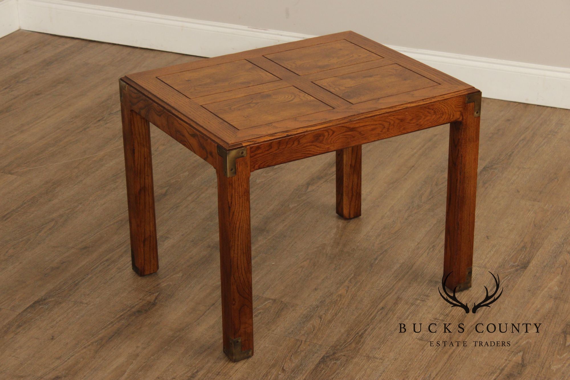 Henredon 'Artefacts' Oak and Brass Campaign End Table