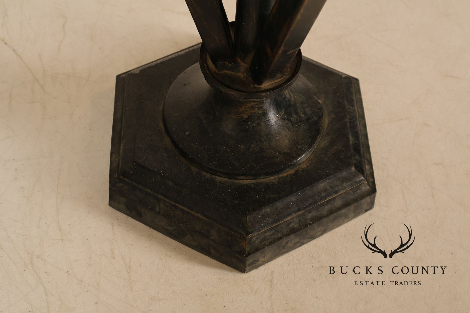 Neoclassical Style Pair Of Table Lamps With Carved Orb And Metal Base