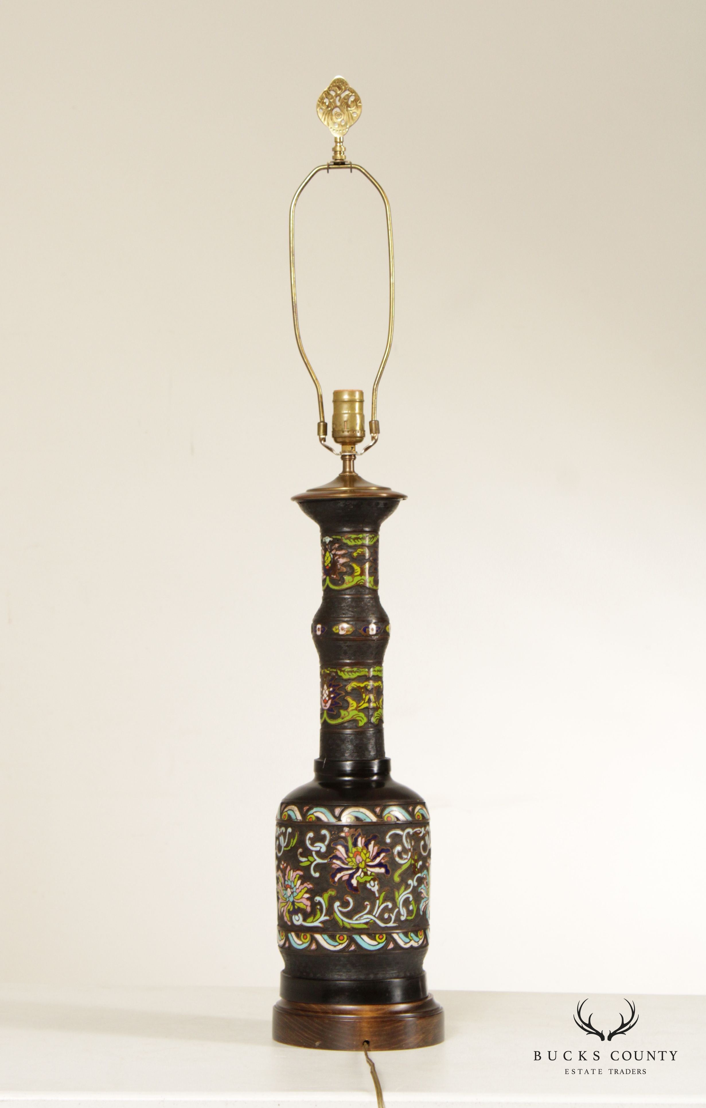 Asian Style Champlevé Enamel Bronze Table Lamp