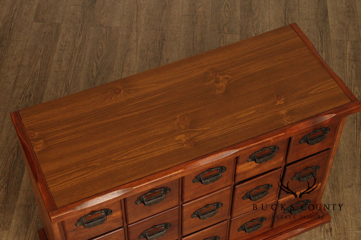 Vintage Apothecary Style Fifteen-Drawer Wood Storage Cabinet