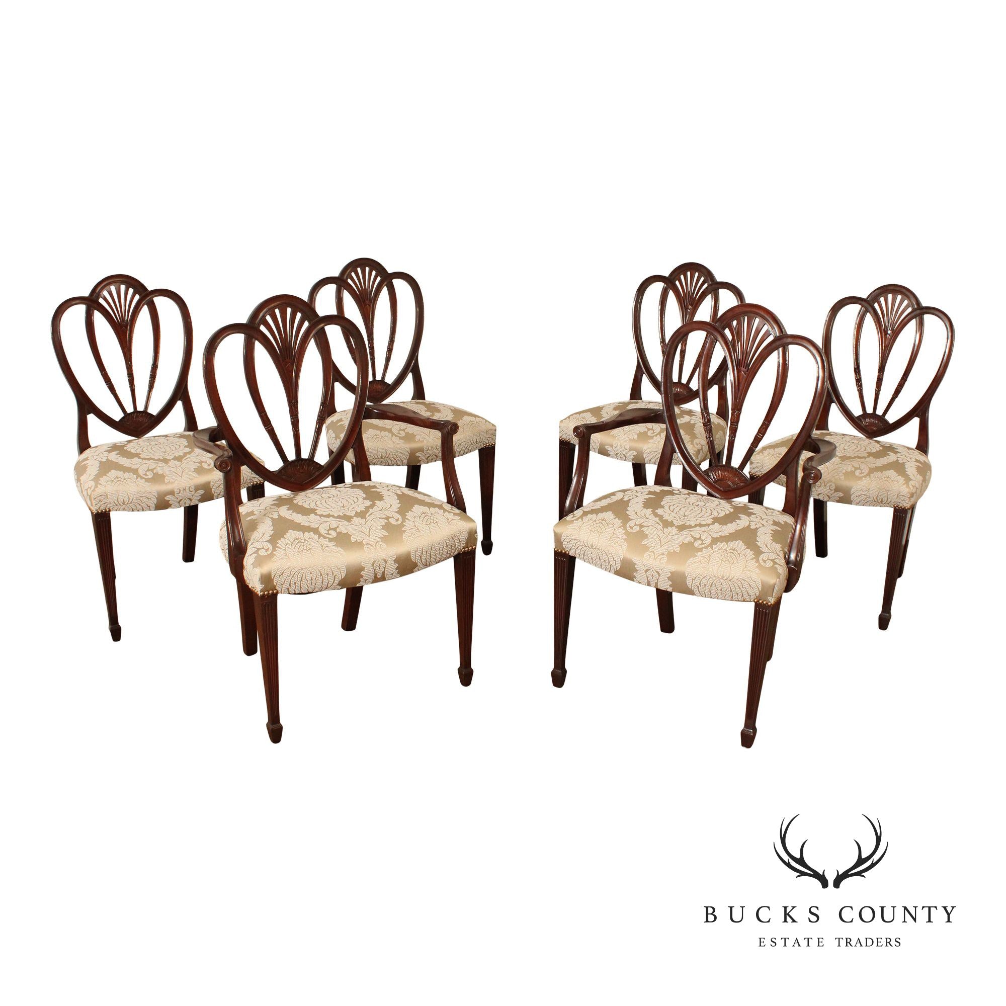 Old Colony Furniture 1930's  Hepplewhite Style Set Of Six Mahogany Shield Back Dining Chairs