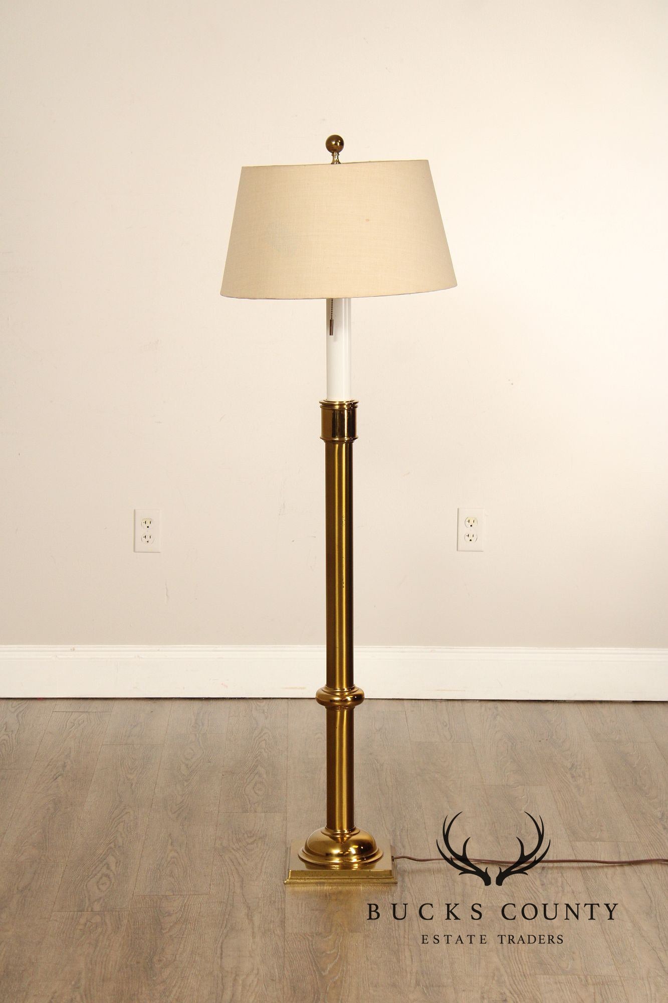 Vintage Brass Floor Lamp With Shade