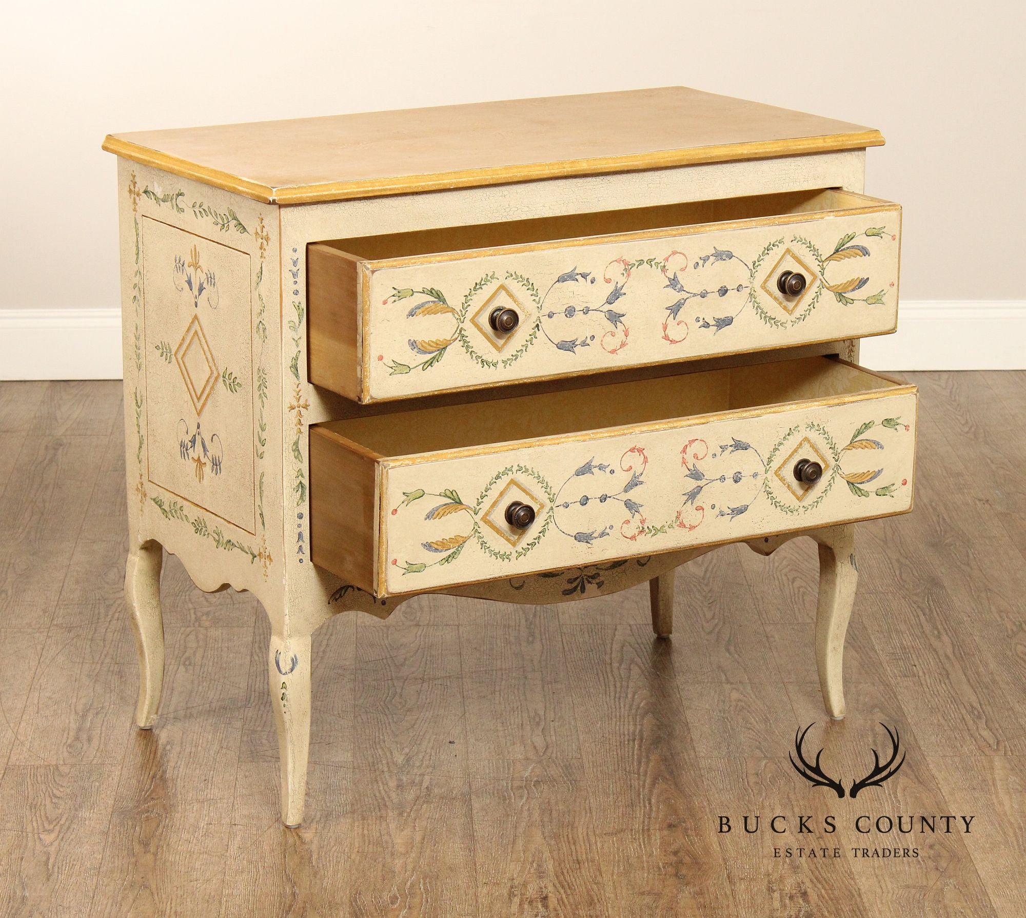 Neoclassical Style Hand Painted Vintage Commode