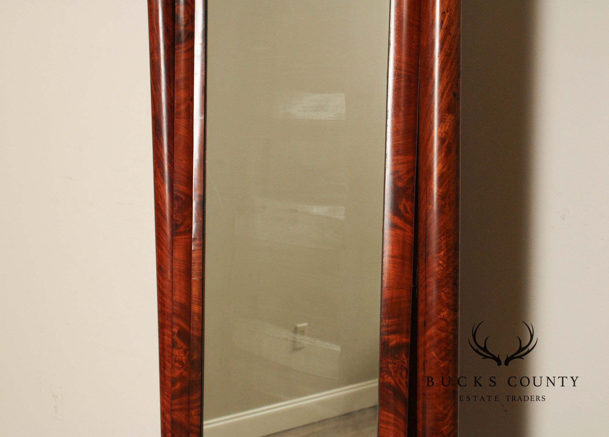 Antique French Empire Mahogany Cheval Mirror