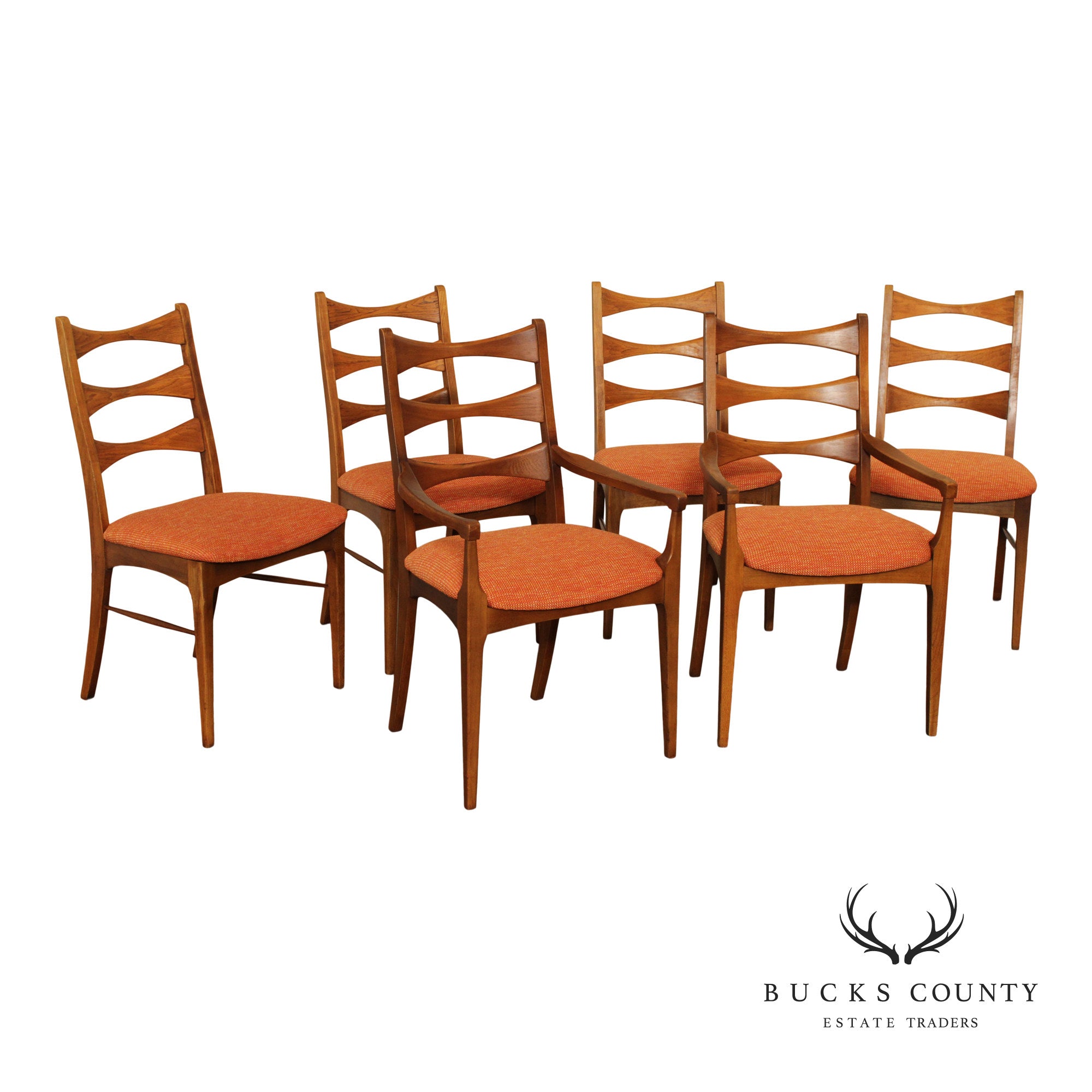 Lane 'Rhythm' Set of Six Mid Century Walnut Dining Chairs