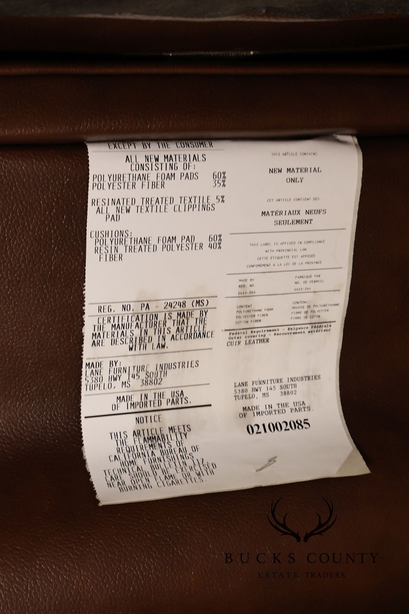 Lane Furniture Leather Reclining Armchair