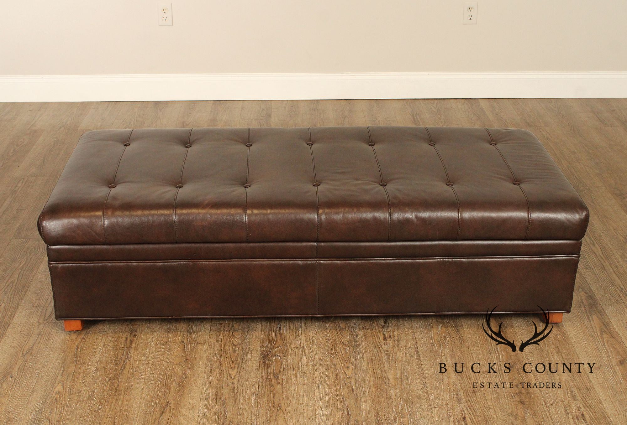 Stickley 'Chicago' Leather and Cherry Storage Ottoman