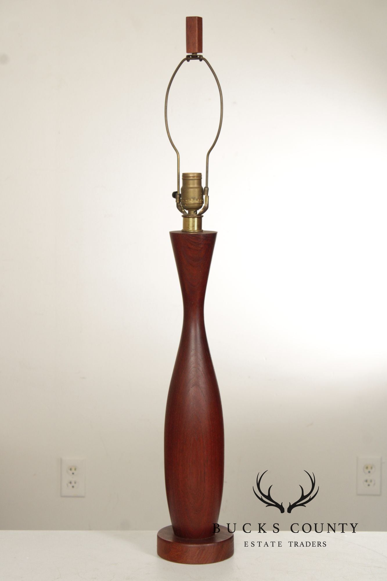 Mid Century Modern Sculpted Teak Table Lamp