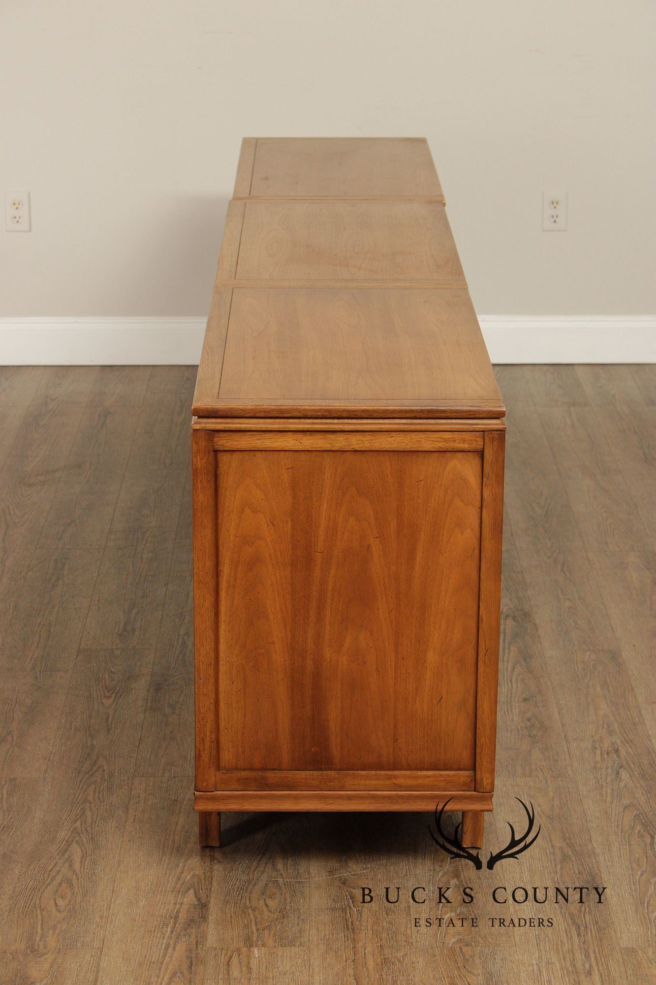 Mid Century Modern Long Sculpted Walnut Sideboard