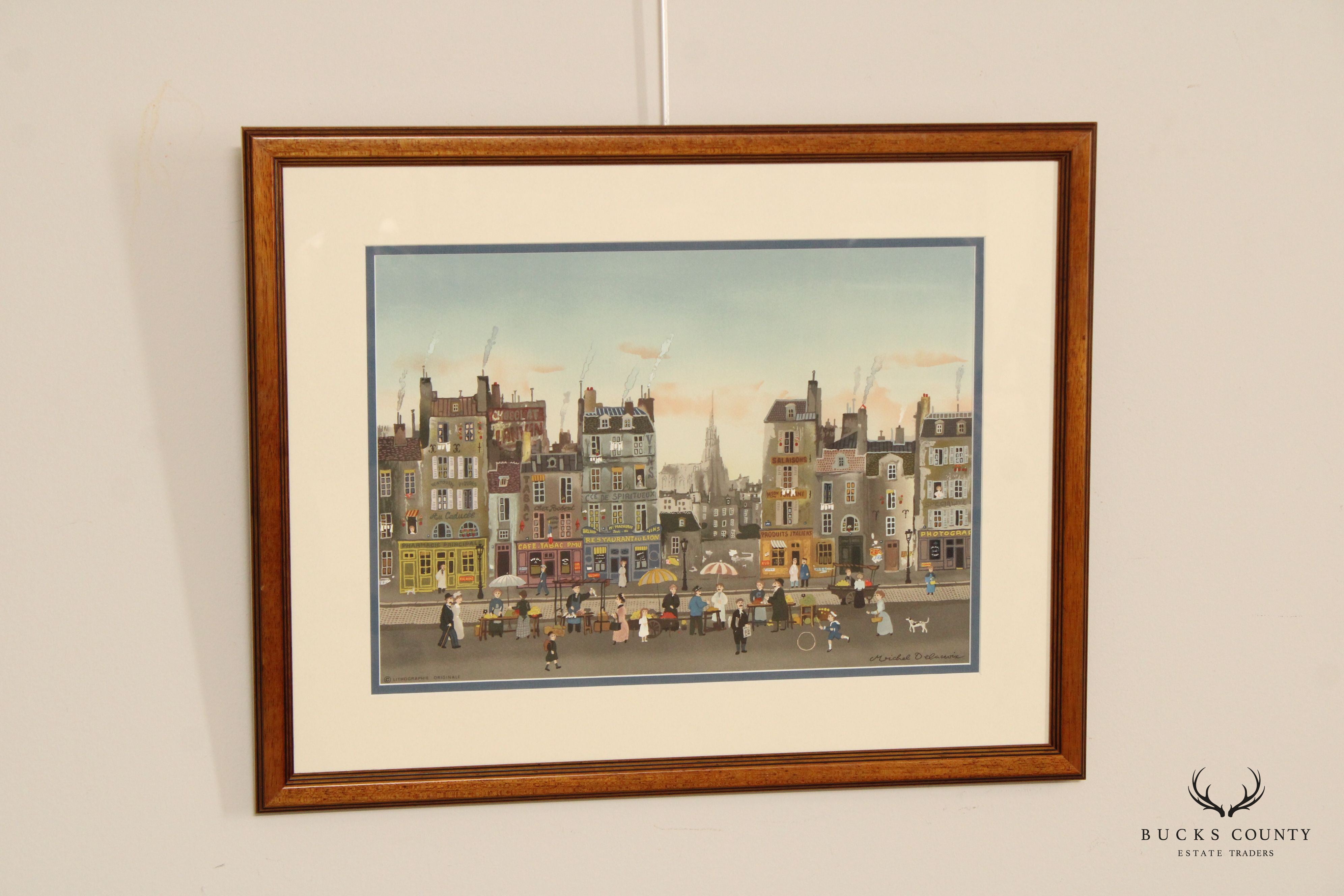 Michel Delacroix 'Marchand de Quatres Saisons' Framed Colored Lithograph