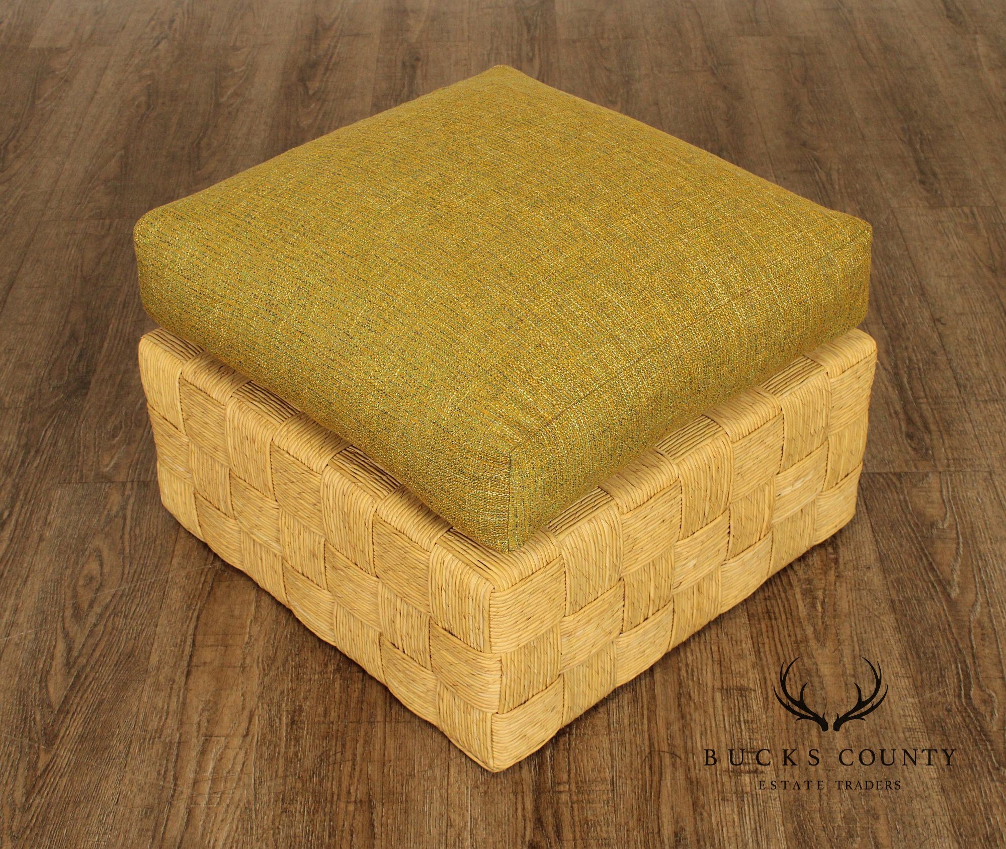 Harvey Probber Artisan Collection Pair of Woven Rush Ottomans