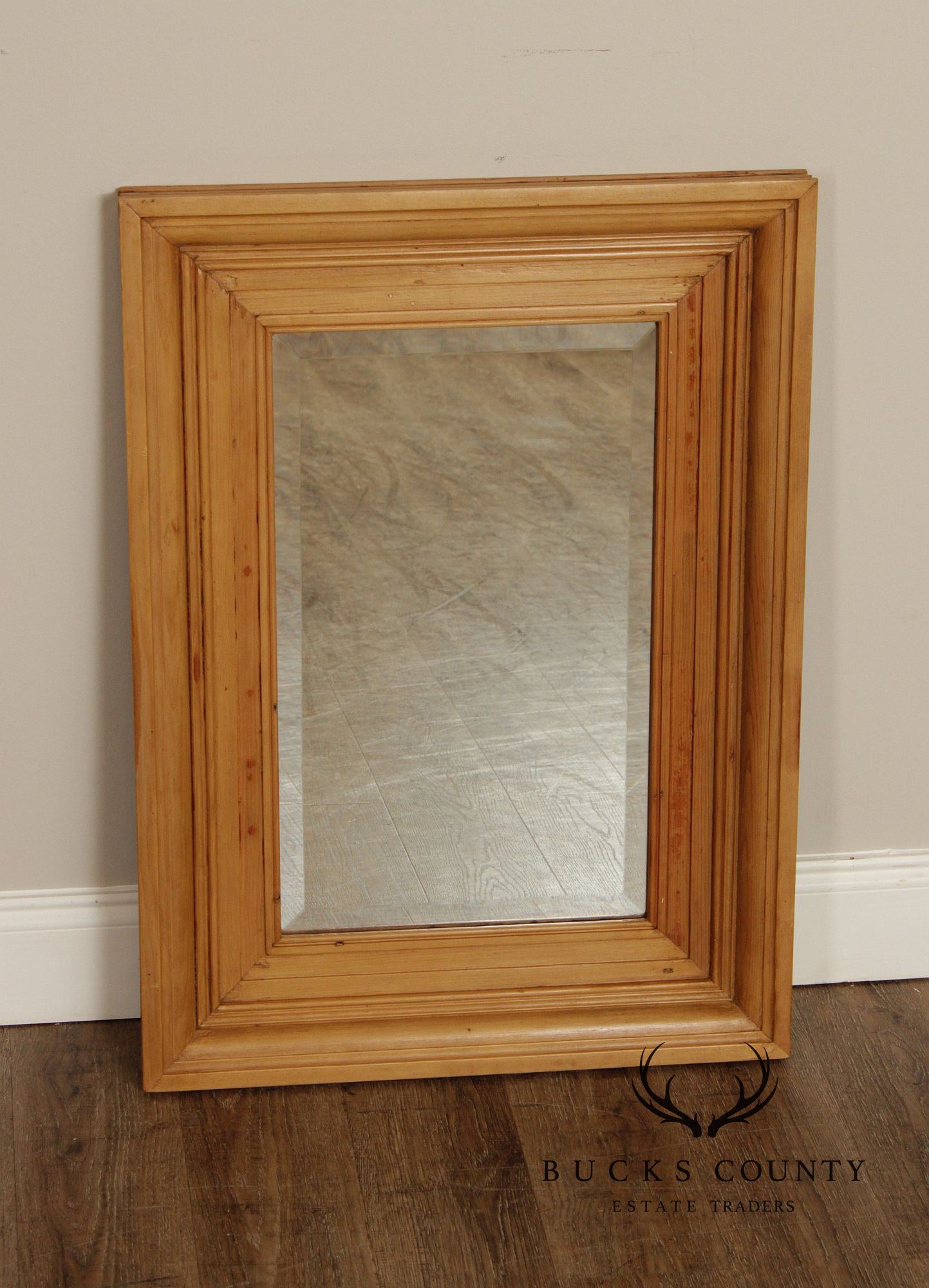 Antique English Scrubbed Pine Wall Mirror