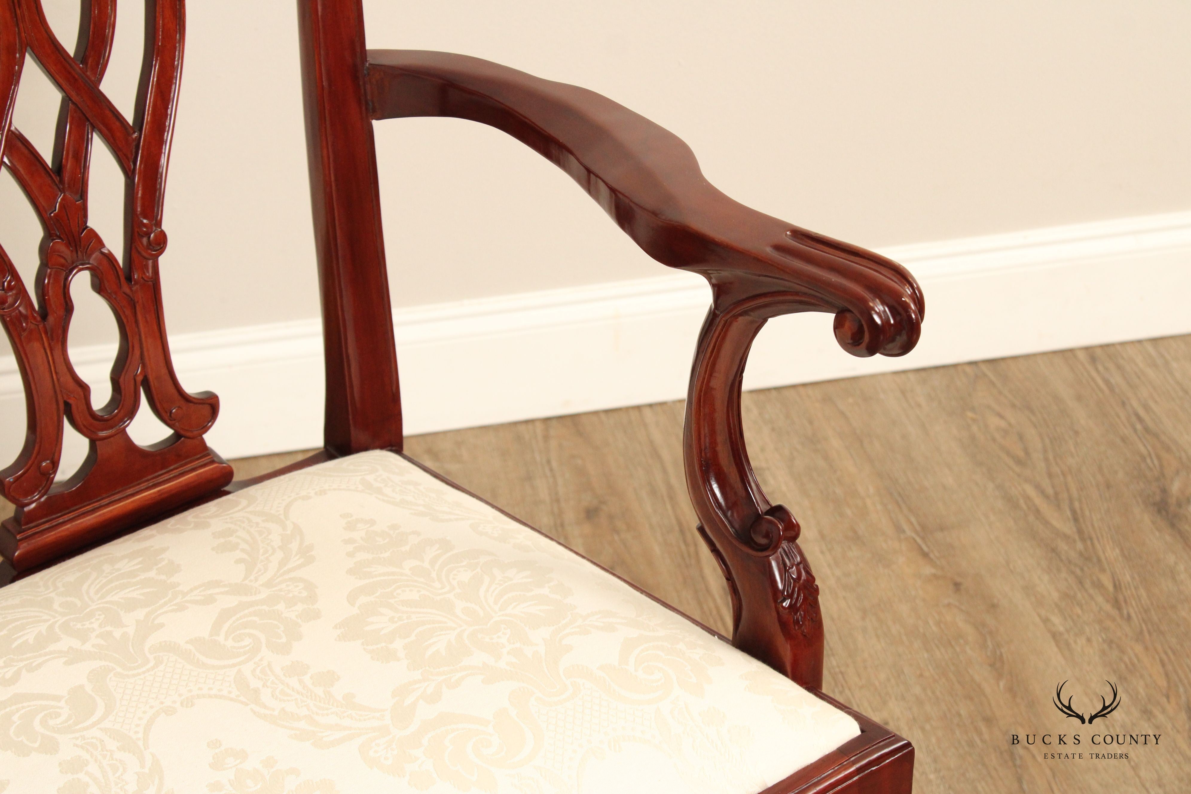 Georgian Style Carved Mahogany Double Bench