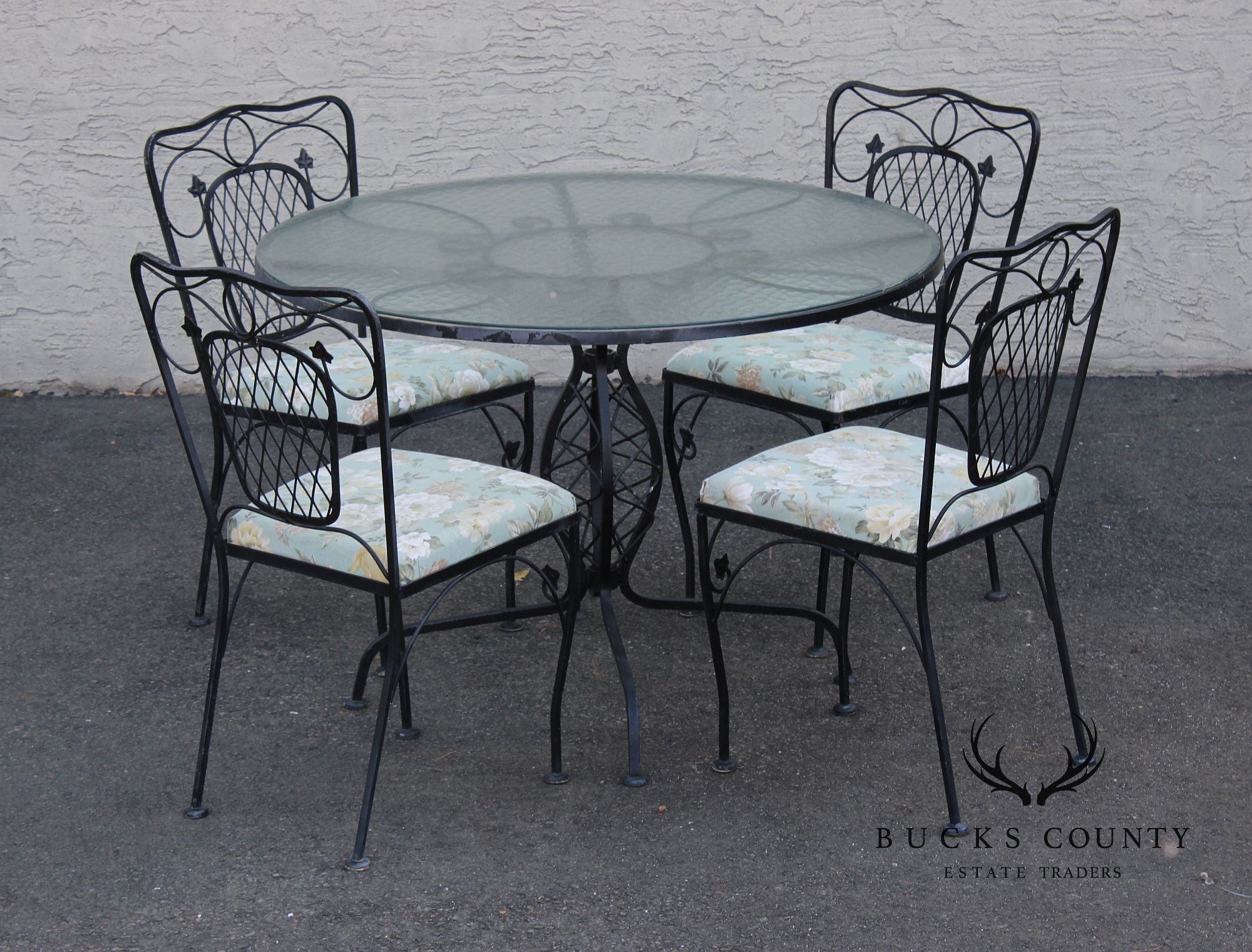 French Style Five-Piece Wrought Iron Outdoor Patio Dining Set