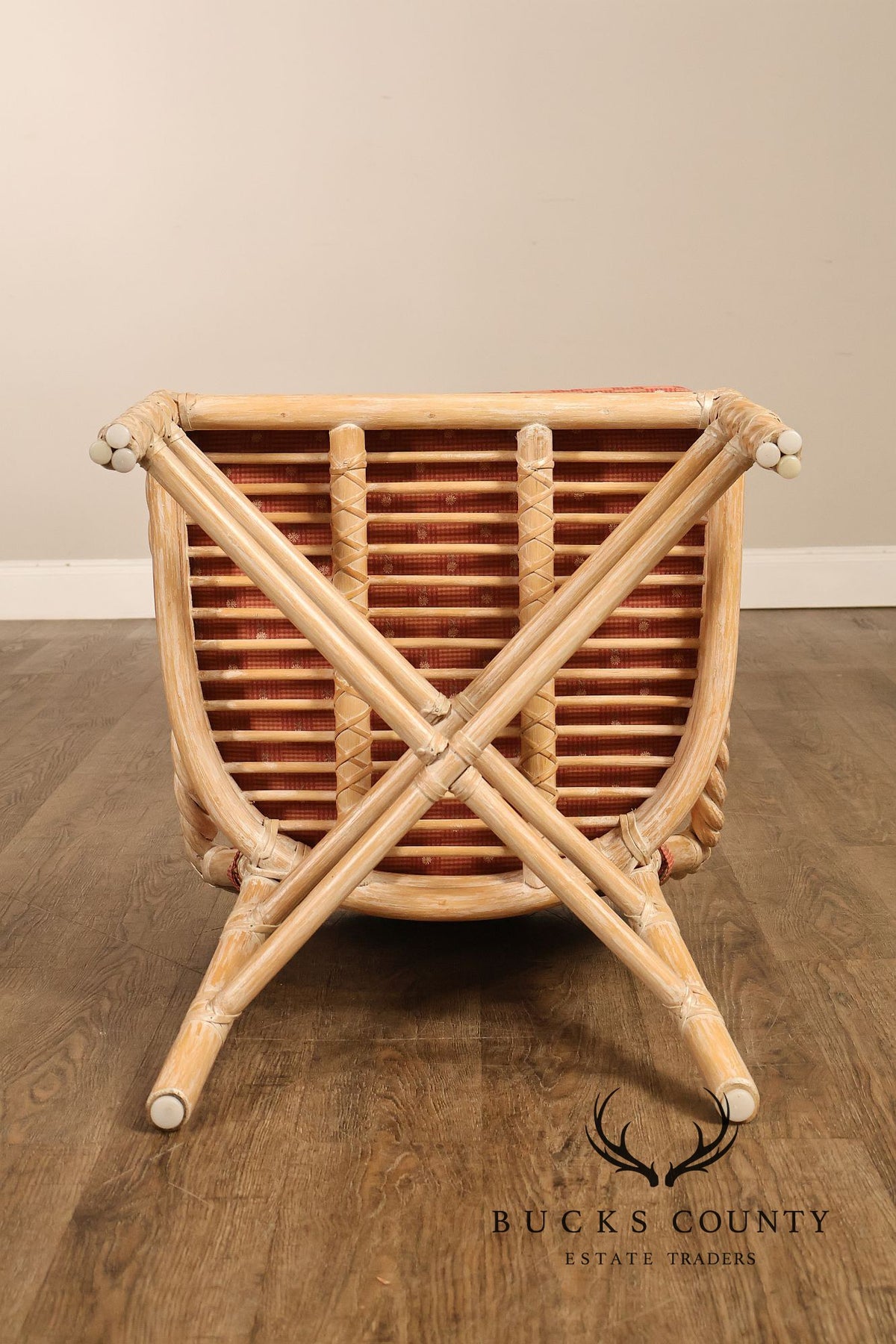 McGuire Set of Four Twisted Rattan Armchairs