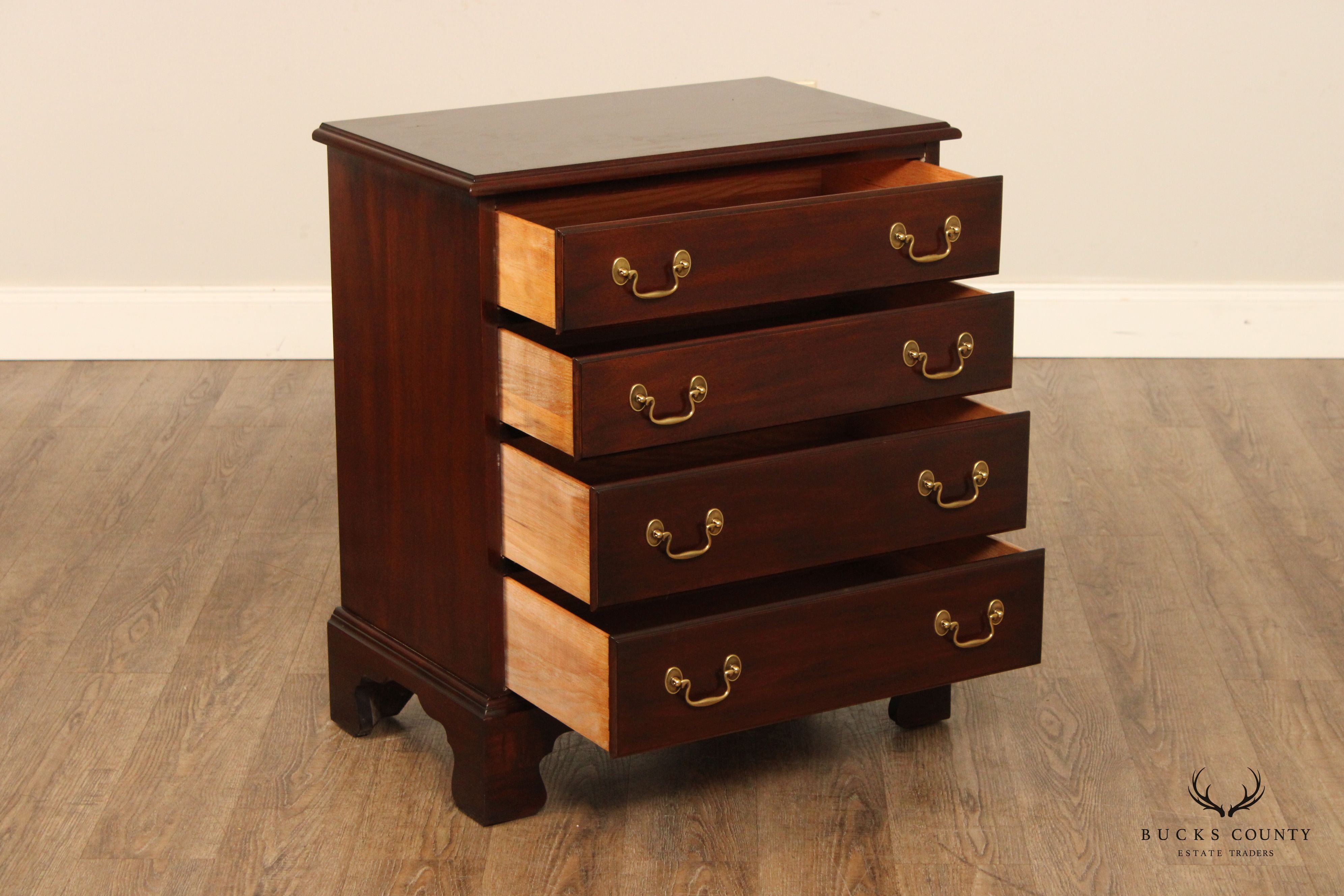 Henkel Harris Chippendale Style Mahogany Four Drawer Chest Nightstand