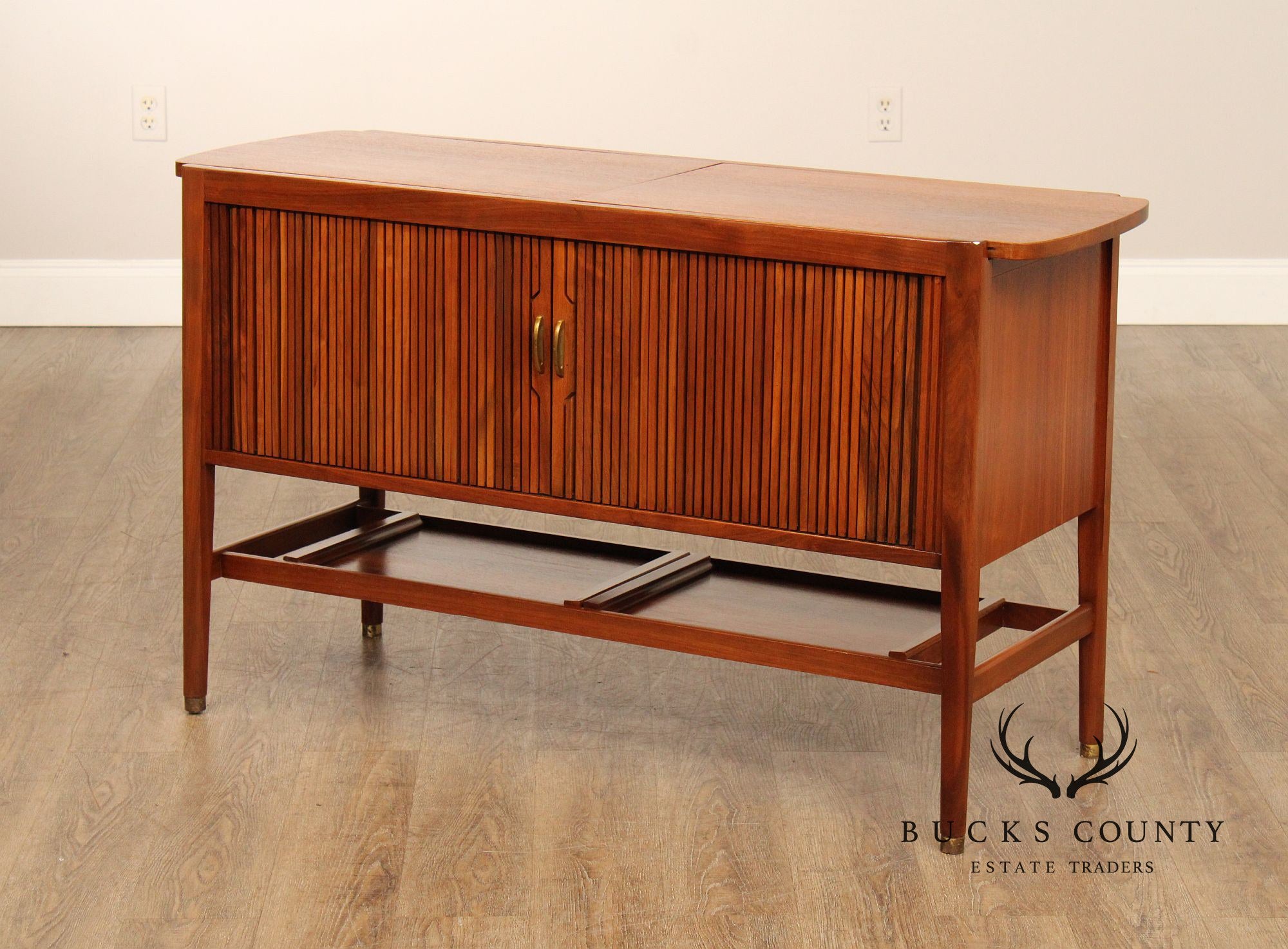 Drexel 'Declaration' Mid Century Modern Walnut Sliding Top Server