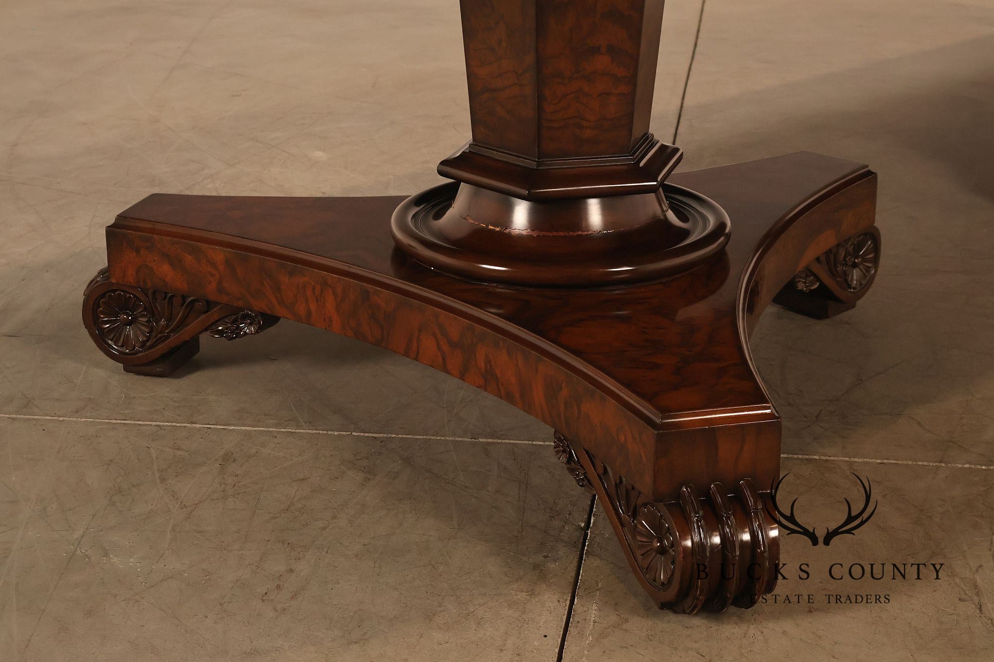 Custom Regency Style Burl Walnut Double Pedestal 12' Dining Table