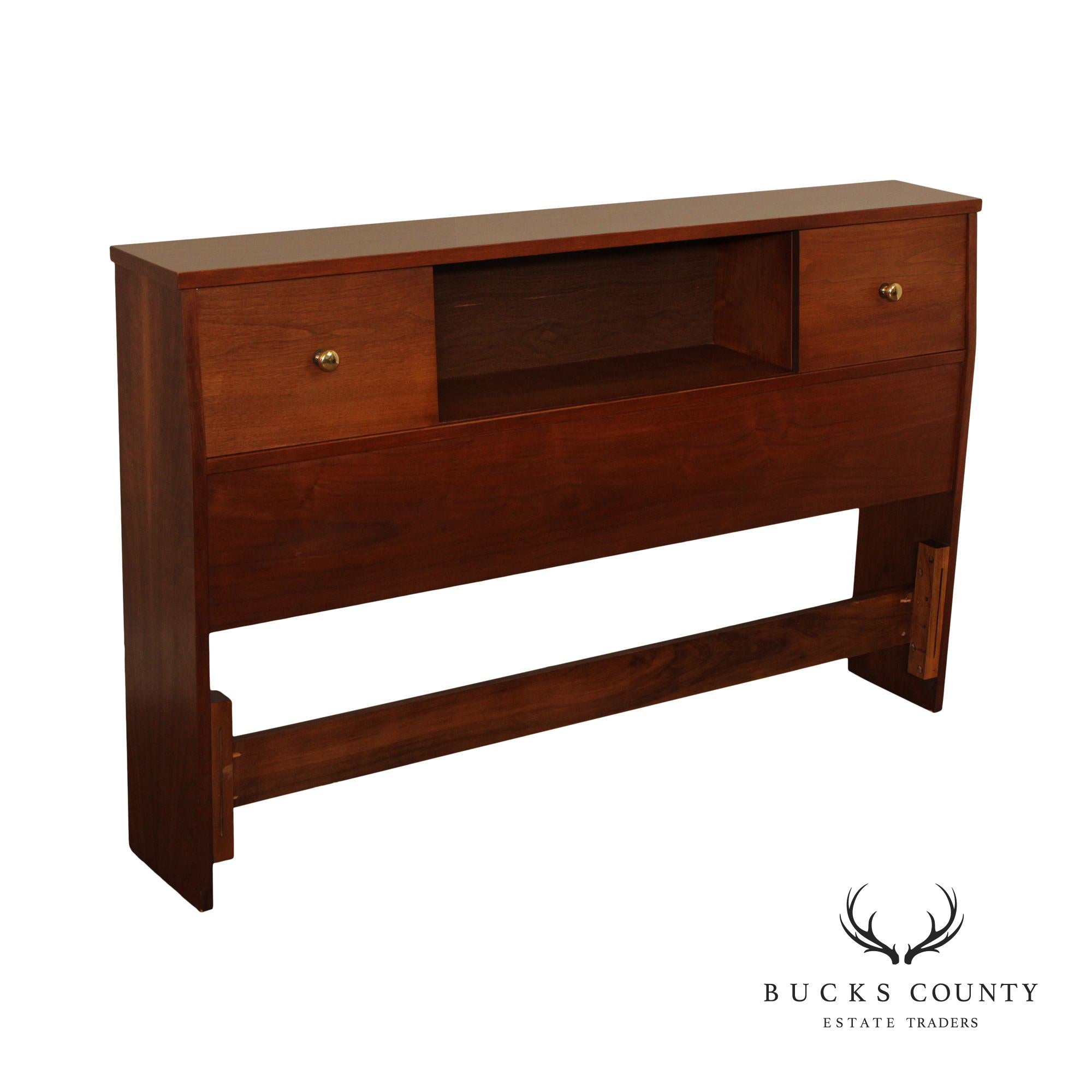 Mid Century Modern Walnut Storage Headboard