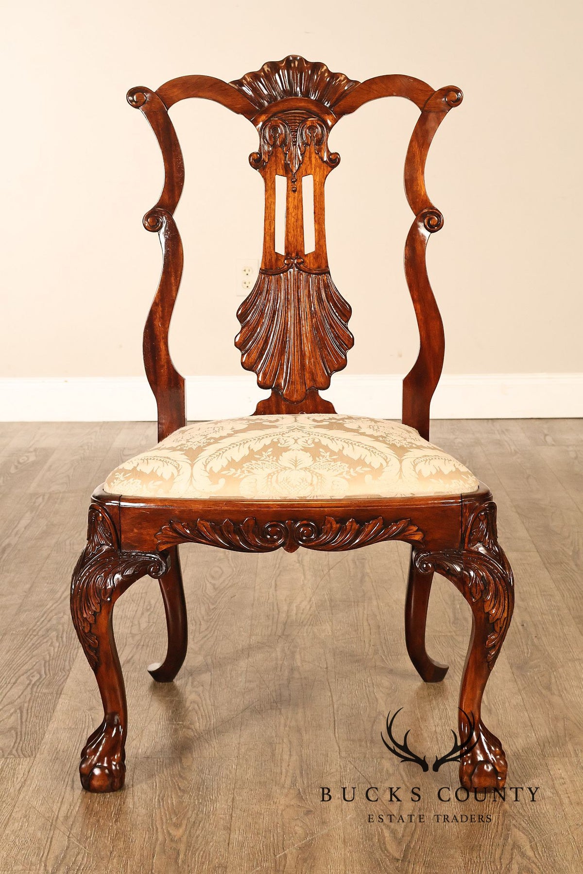 Chippendale Style Set Of 8 Mahogany Carved Claw Foot Dining Chairs