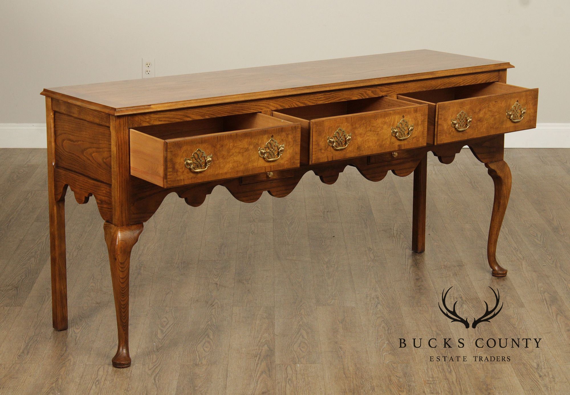 Baker Queen Traditional Oak And Walnut Sideboard Buffet