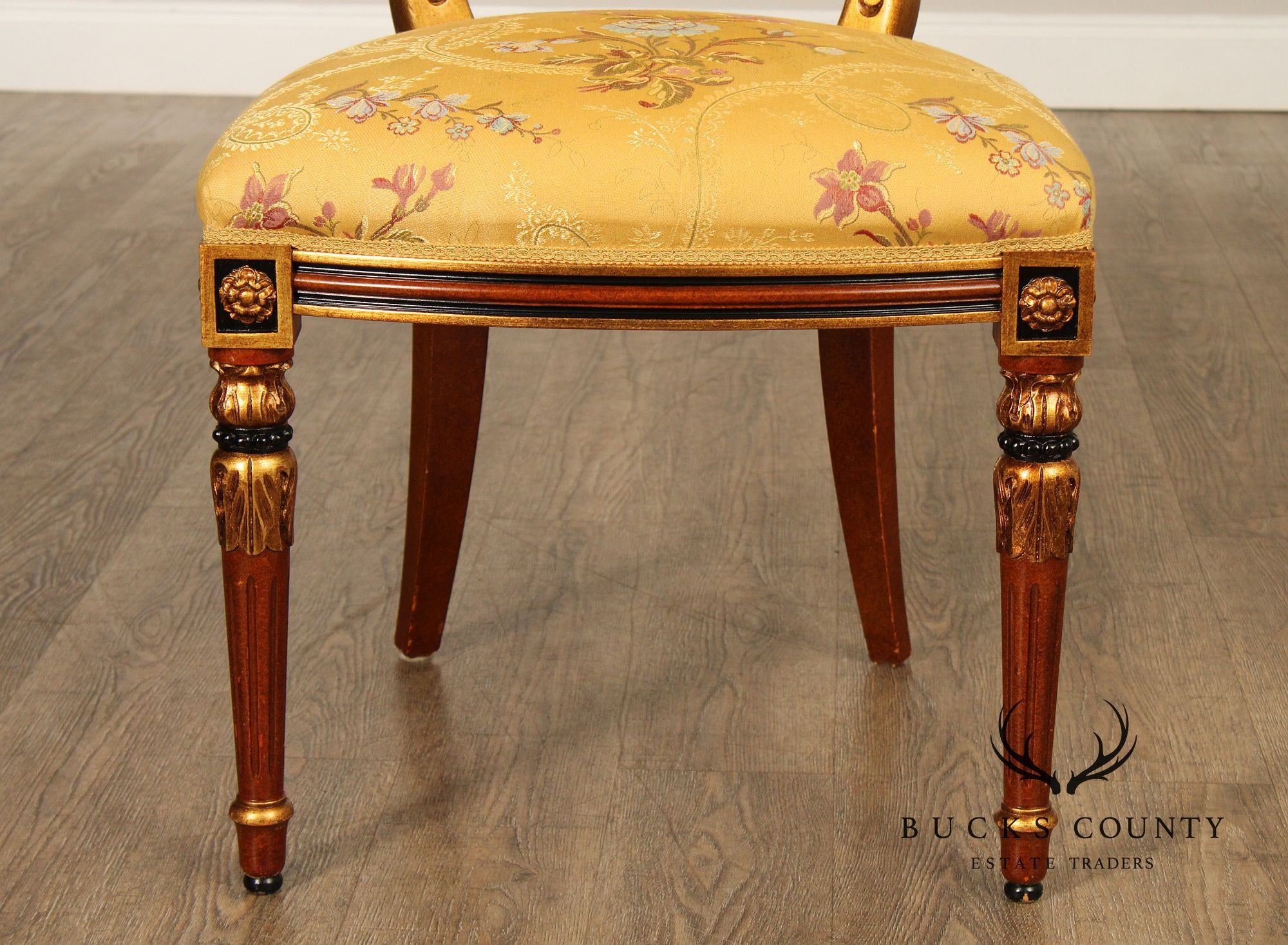 Italian Regency Style Pair of Partial Gilt Side Chairs