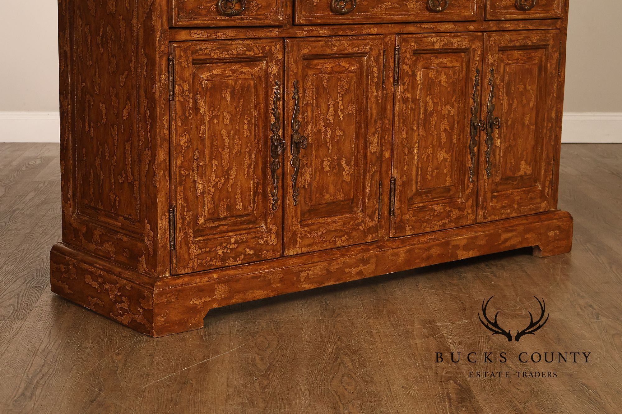 Bausman & Company Paint Decorated Four Door Sideboard Buffet Cabinet