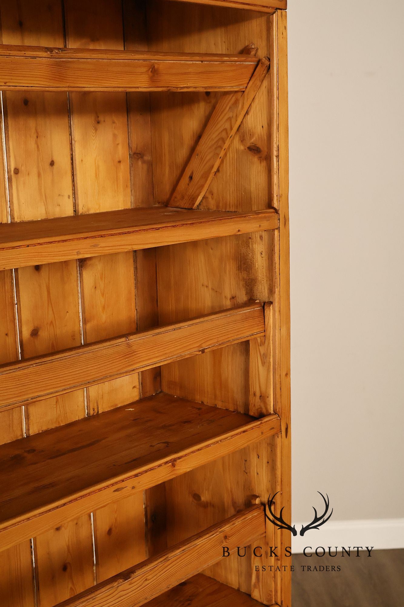 Antique English Farmhouse Pine Open Hutch Pantry Cupboard