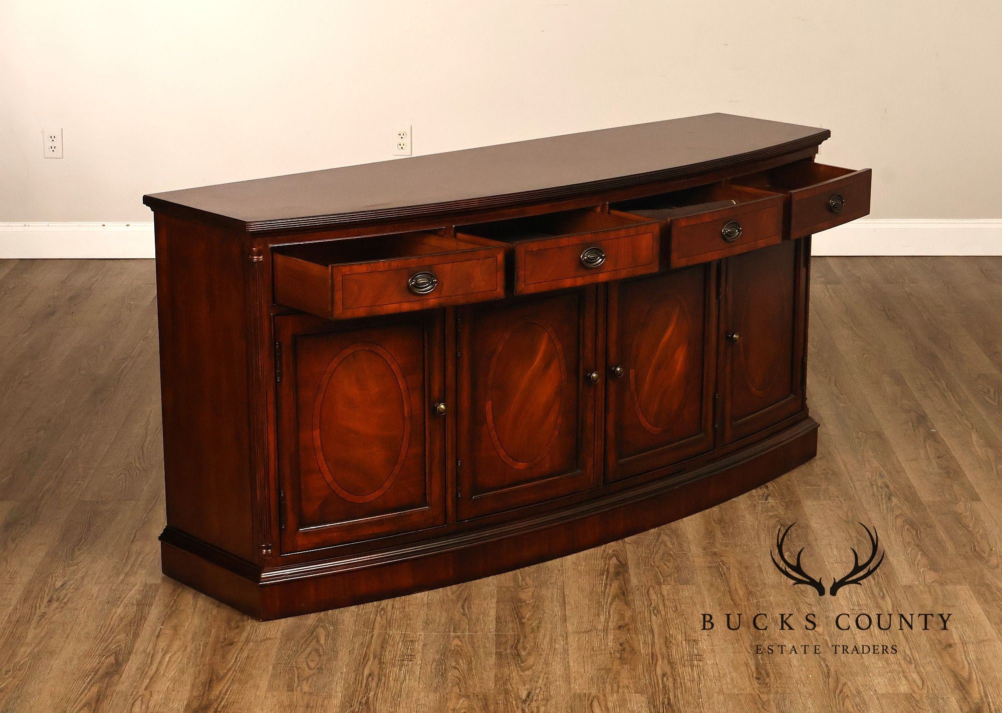 Drexel Heritage British Accents Curved Mahogany Dining Buffet Sideboard