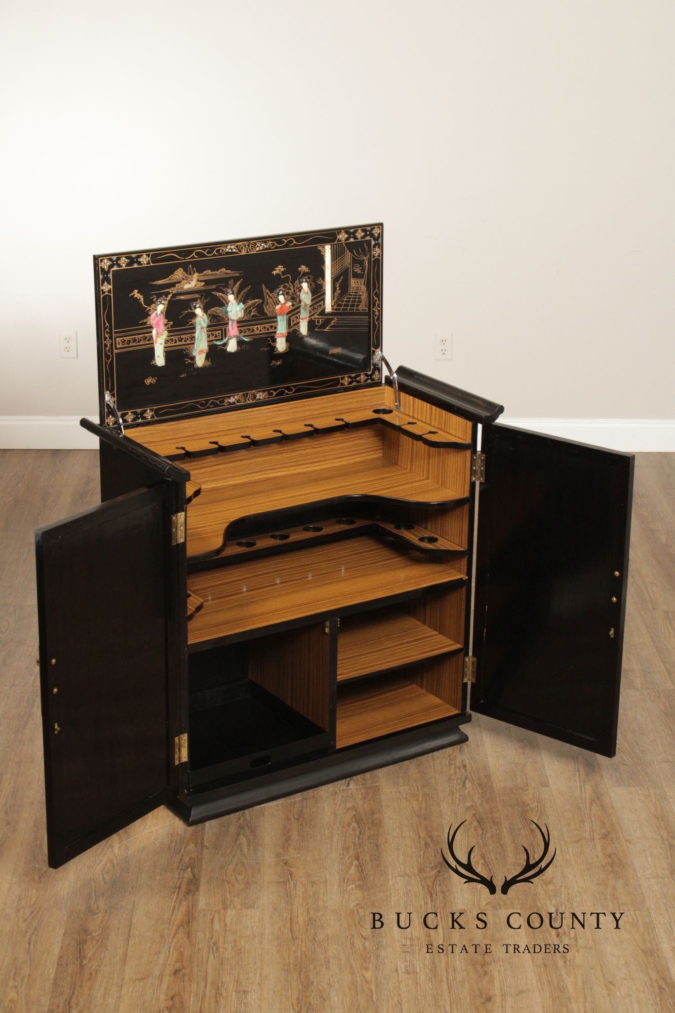 Chinoiserie Lift Top Bar Cabinet