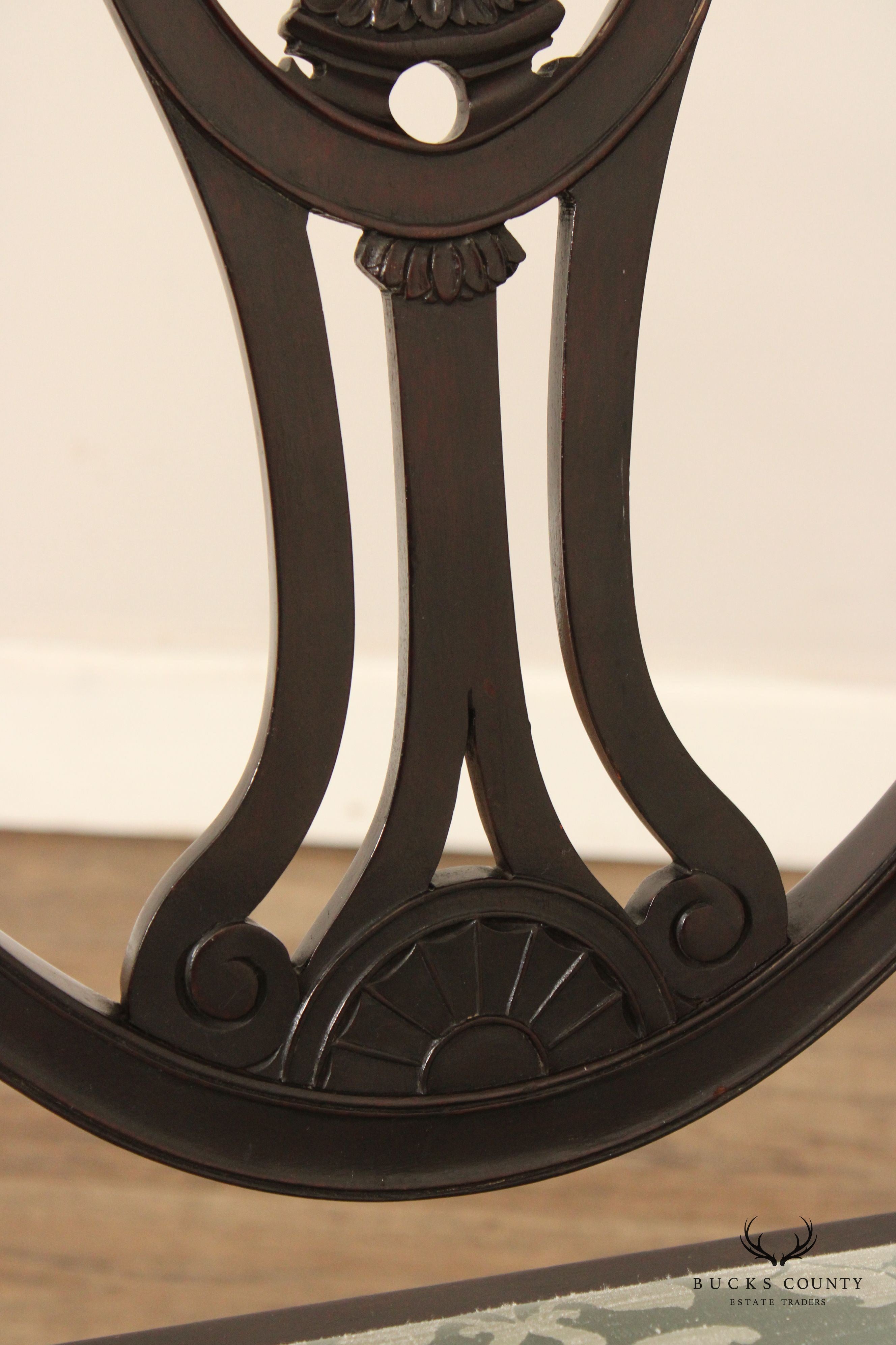 Hepplewhite Style Pair of Mahogany Shield-Back Side Chairs