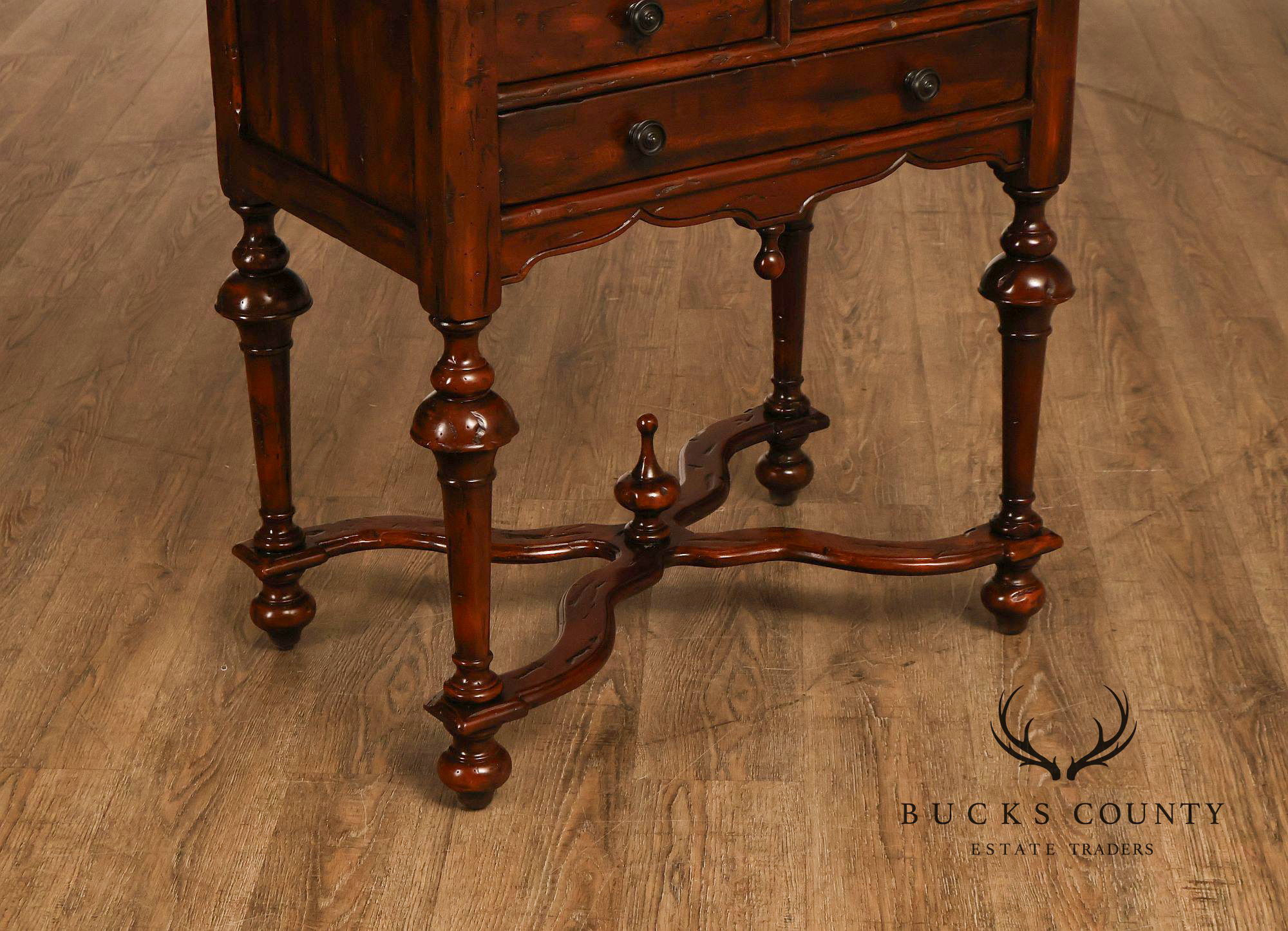 Theodore Alexander Castle Bromwich Antiqued Wood Lowboy End Table