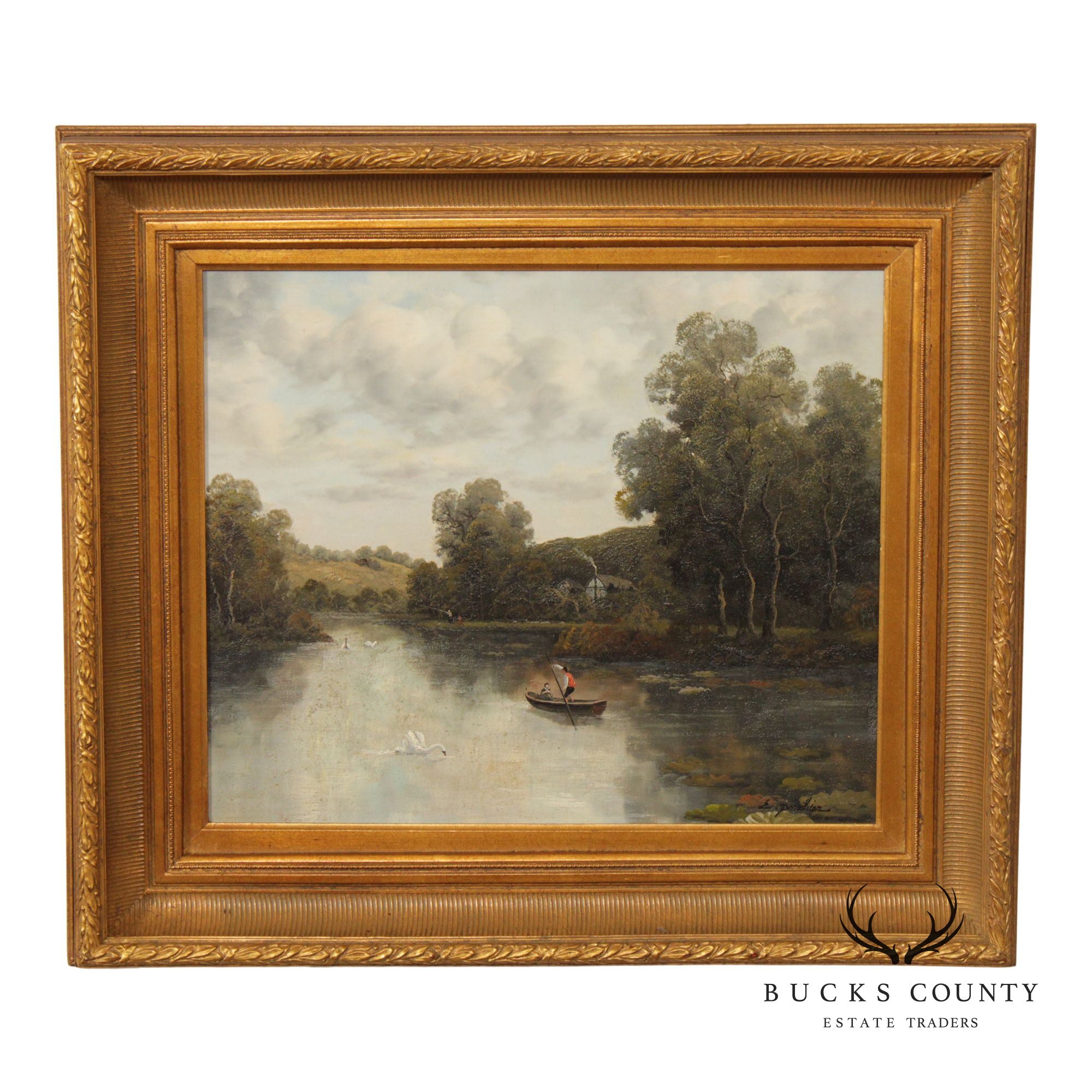 E. Ponthier Continental School Landscape Oil Painting