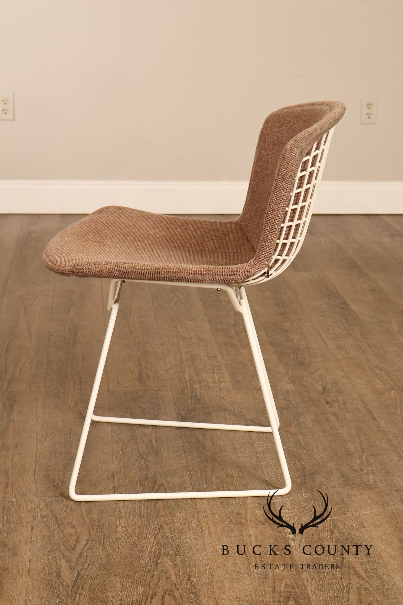 Harry Bertoia For Knoll Pair Of Wire Dining Side Chairs With Full Cushions