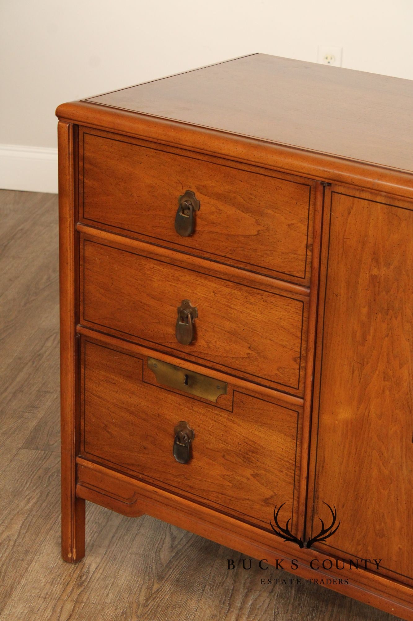 Imperial Furniture Asian Inspired Mid Century Walnut Triple Chest