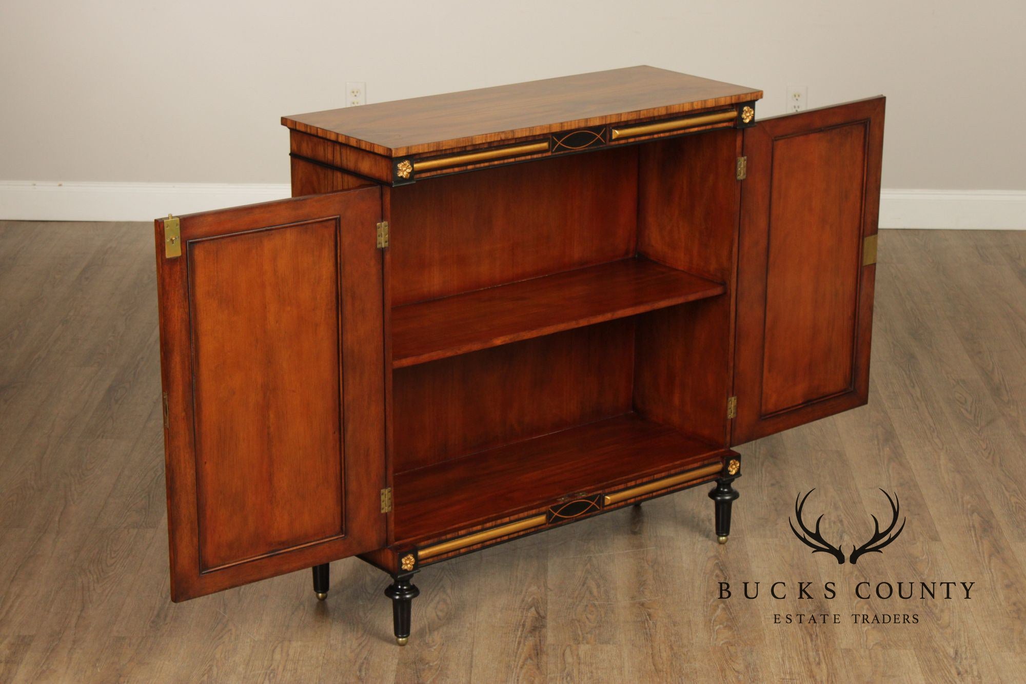 Regency Style Rosewood Mirrored Two Door Cabinet