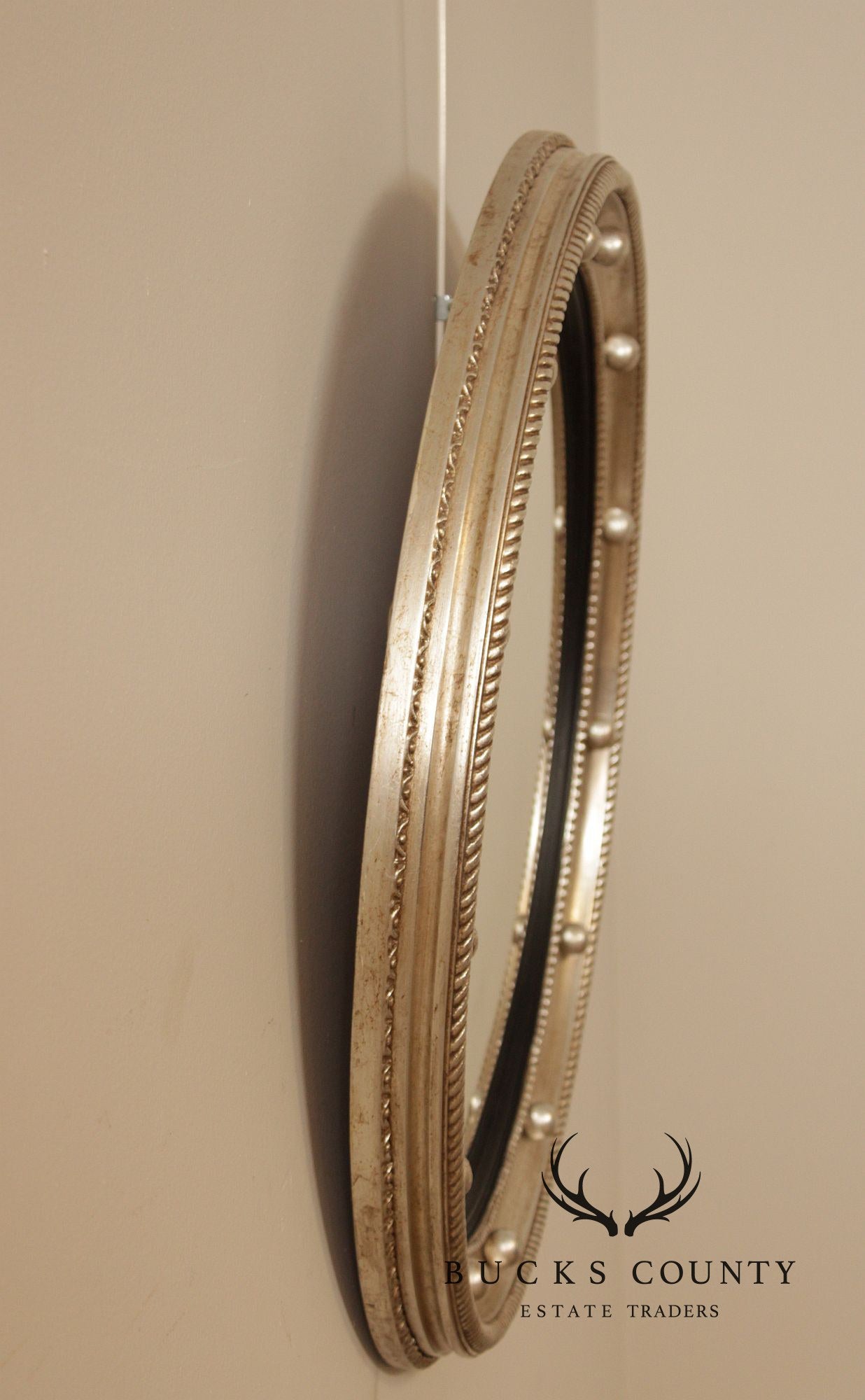 Friedman Brothers Round Silver Painted Bullseye Mirror