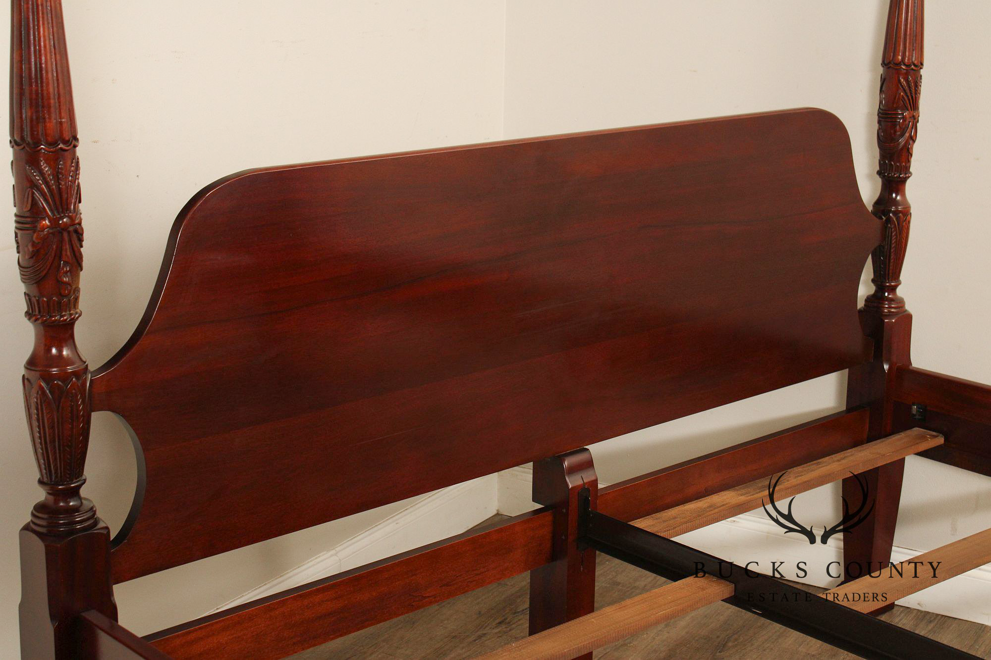 Link Taylor Mahogany King Rice Carved Poster Bed