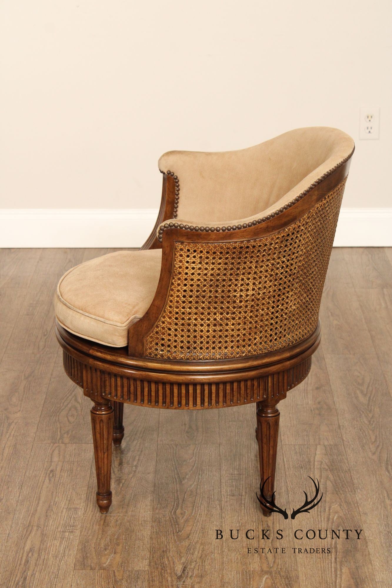 Baker Furniture French Louis XVI Style Swivel Barrel Chair