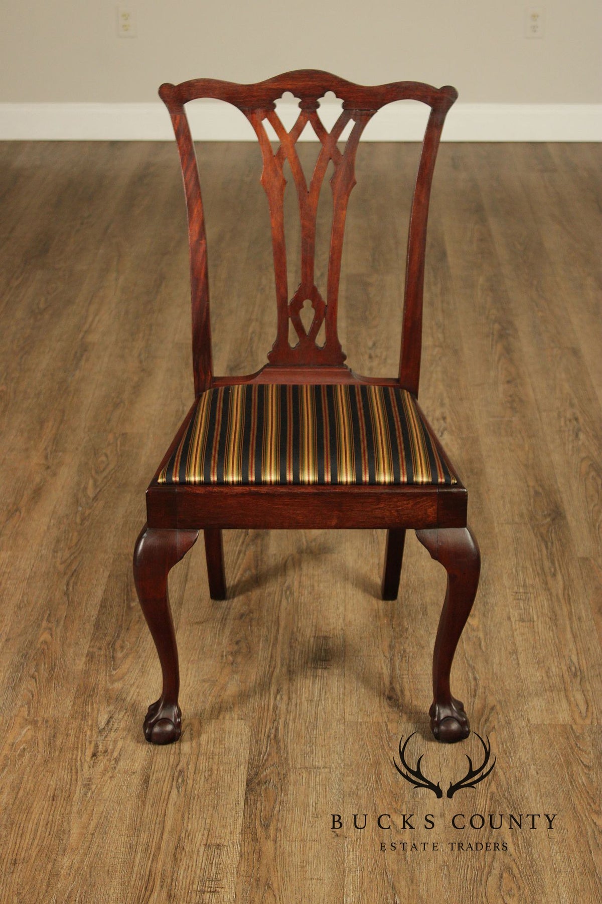 Vintage Chippendale Style Set Of Six Mahogany Dining Chairs