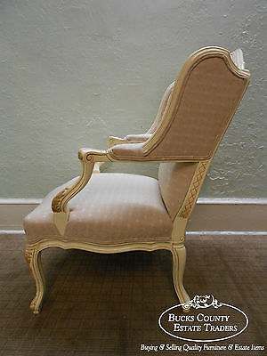Custom Wide Seat French Louis XV Wing Chair Fauteuil