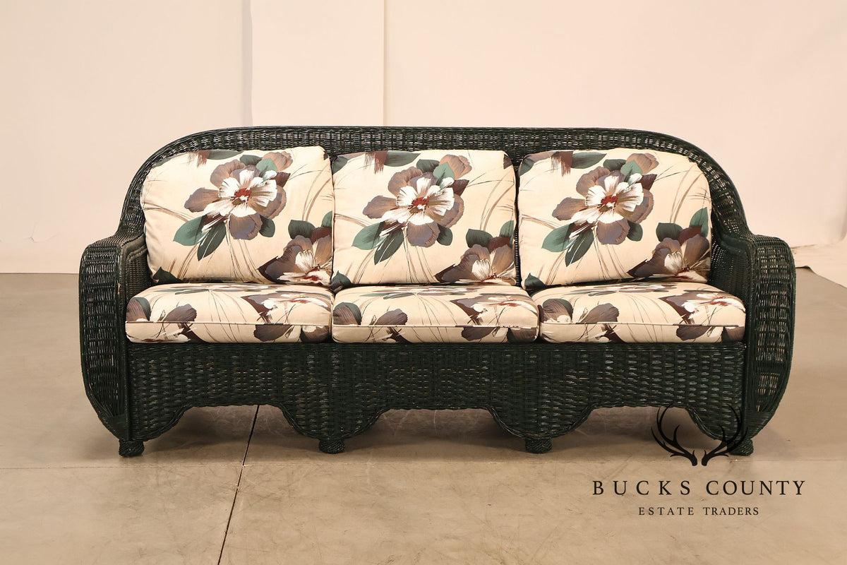 Henry Link Wicker Floral Upholstered Sofa