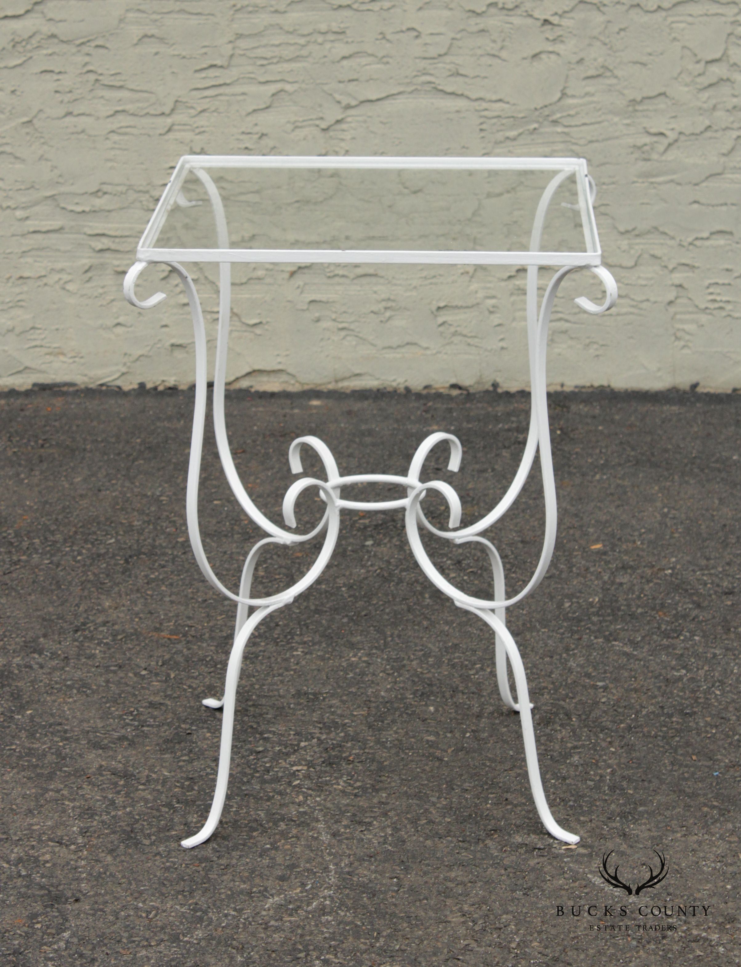 Vintage Wrought Iron Scroll Outdoor Garden Side Table