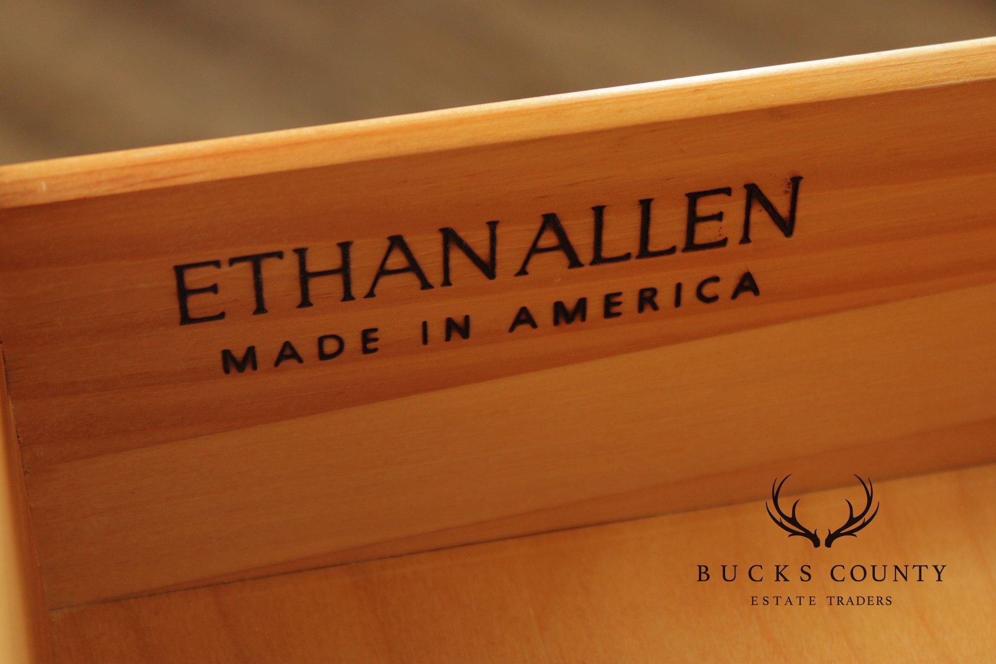 Ethan Allen Made In America Black Painted Three Drawer Buffet