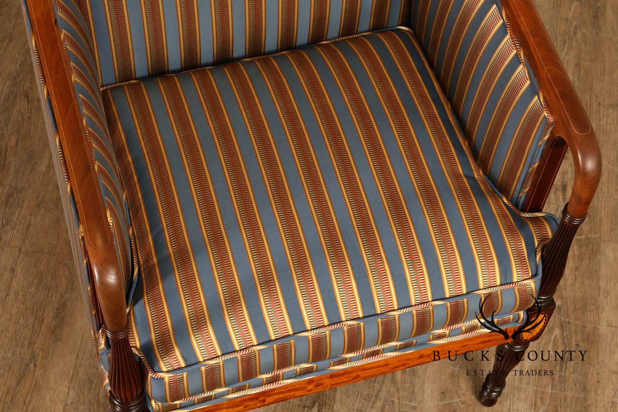 Sheraton Style Vintage Inlaid Mahogany Armchair