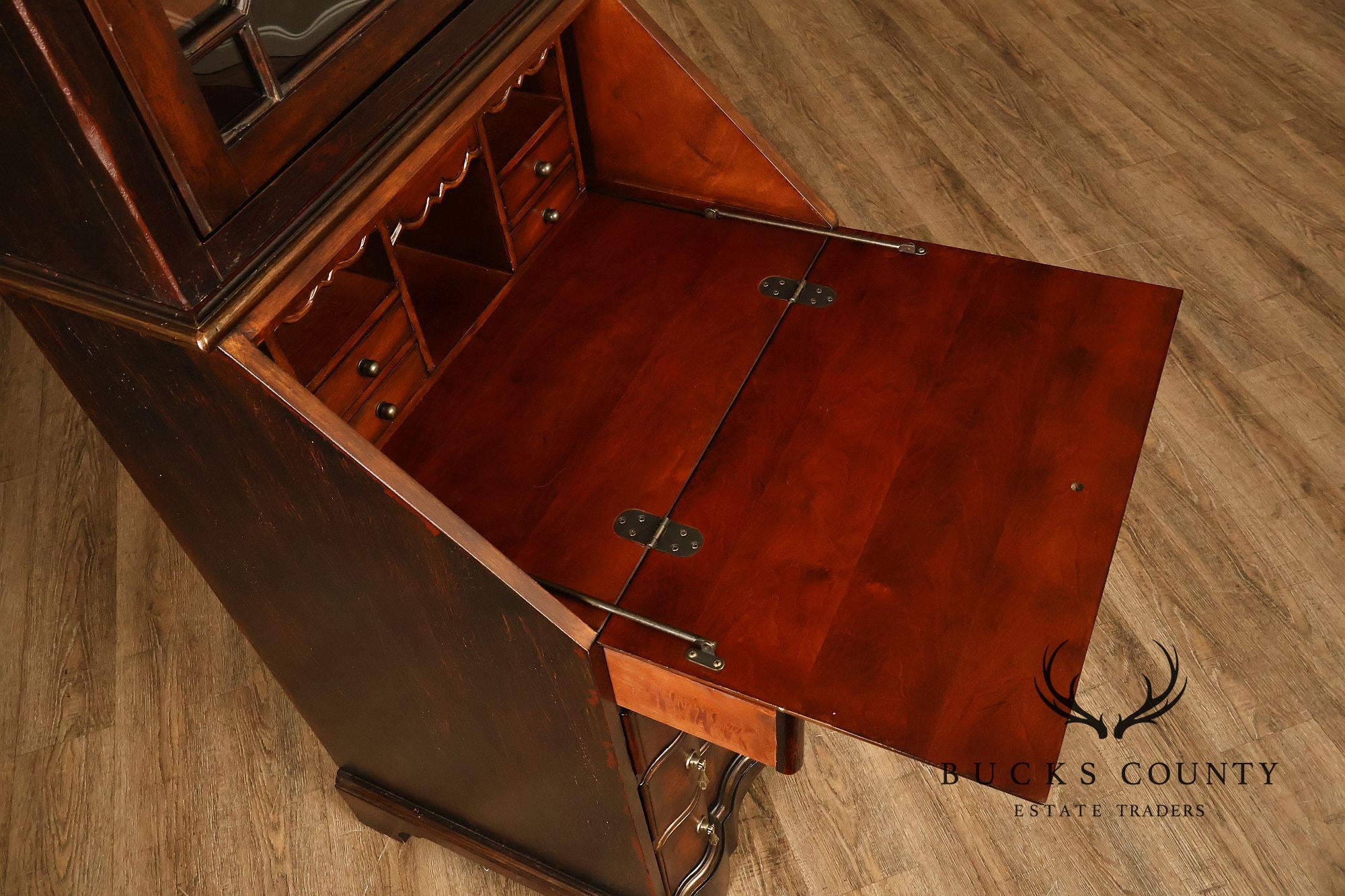 Hooker Furniture Seven Seas Narrow Burlwood Secretary Bookcase Cabinet